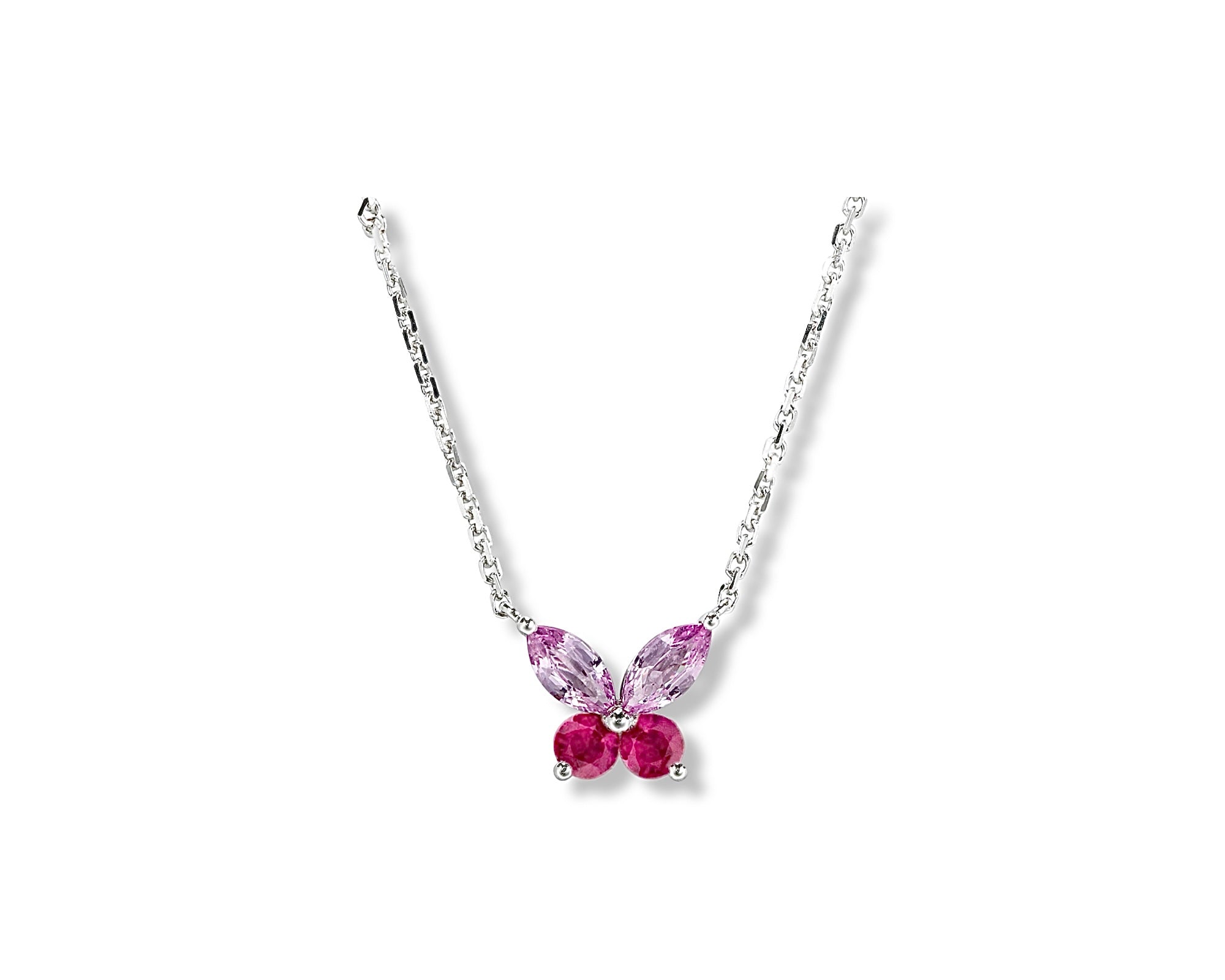 Mini Butterfly Ruby Pink Sapphire Necklace