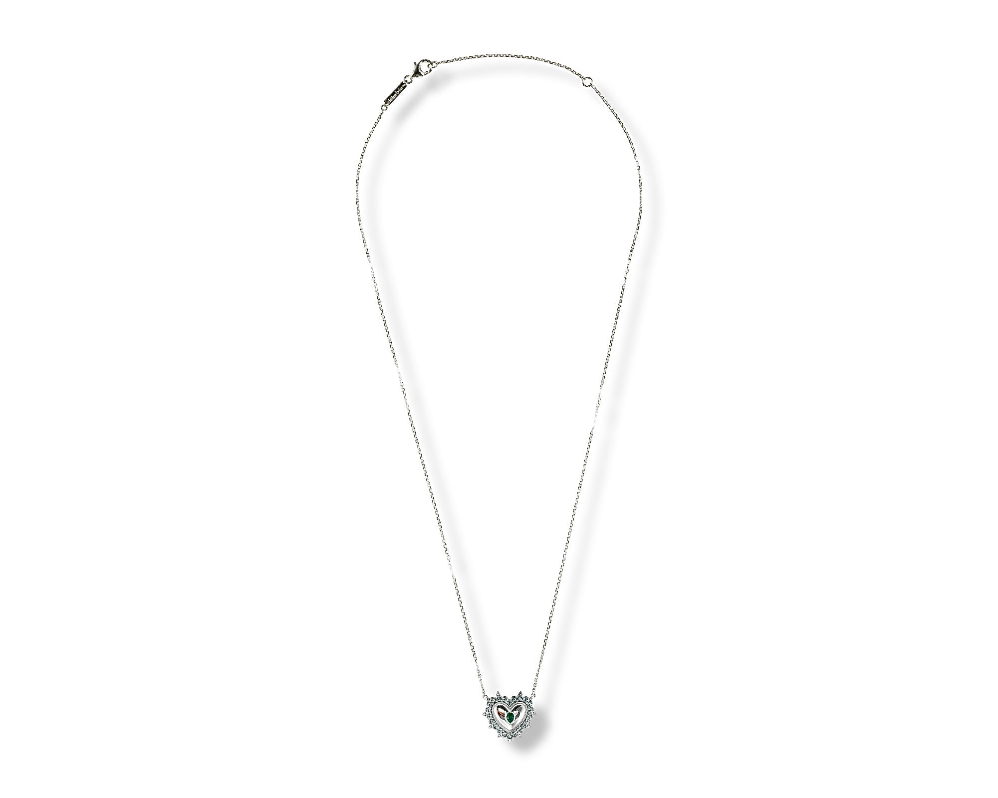 Vintage Button Heart (Emerald & Aquamarine) Necklace