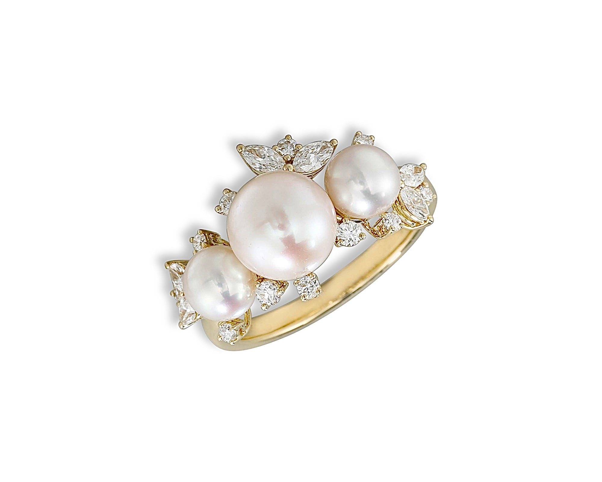 Diamond Pearl Gardenia Ring