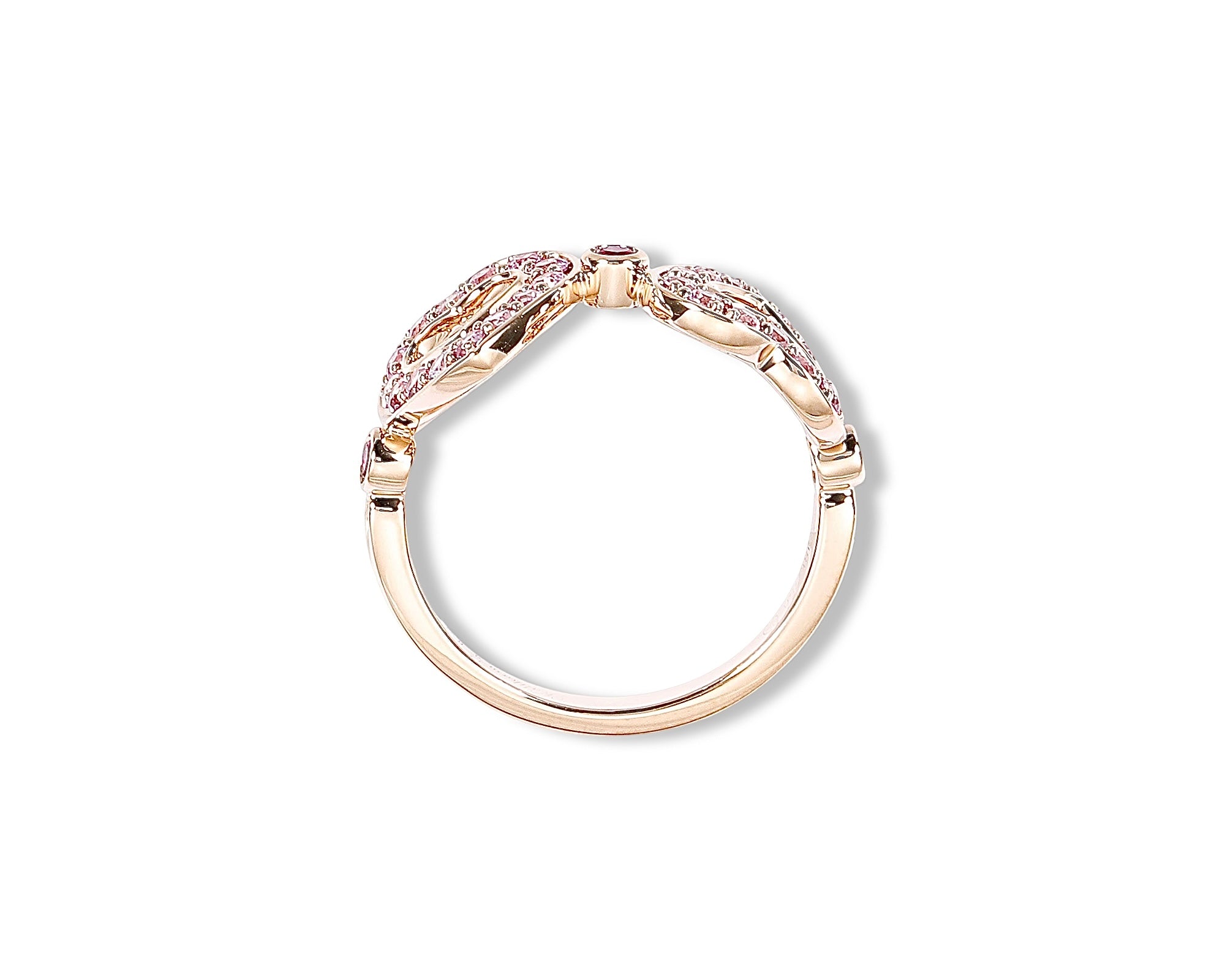 Pink Sapphire Ruby Polka Dot Heart Ring