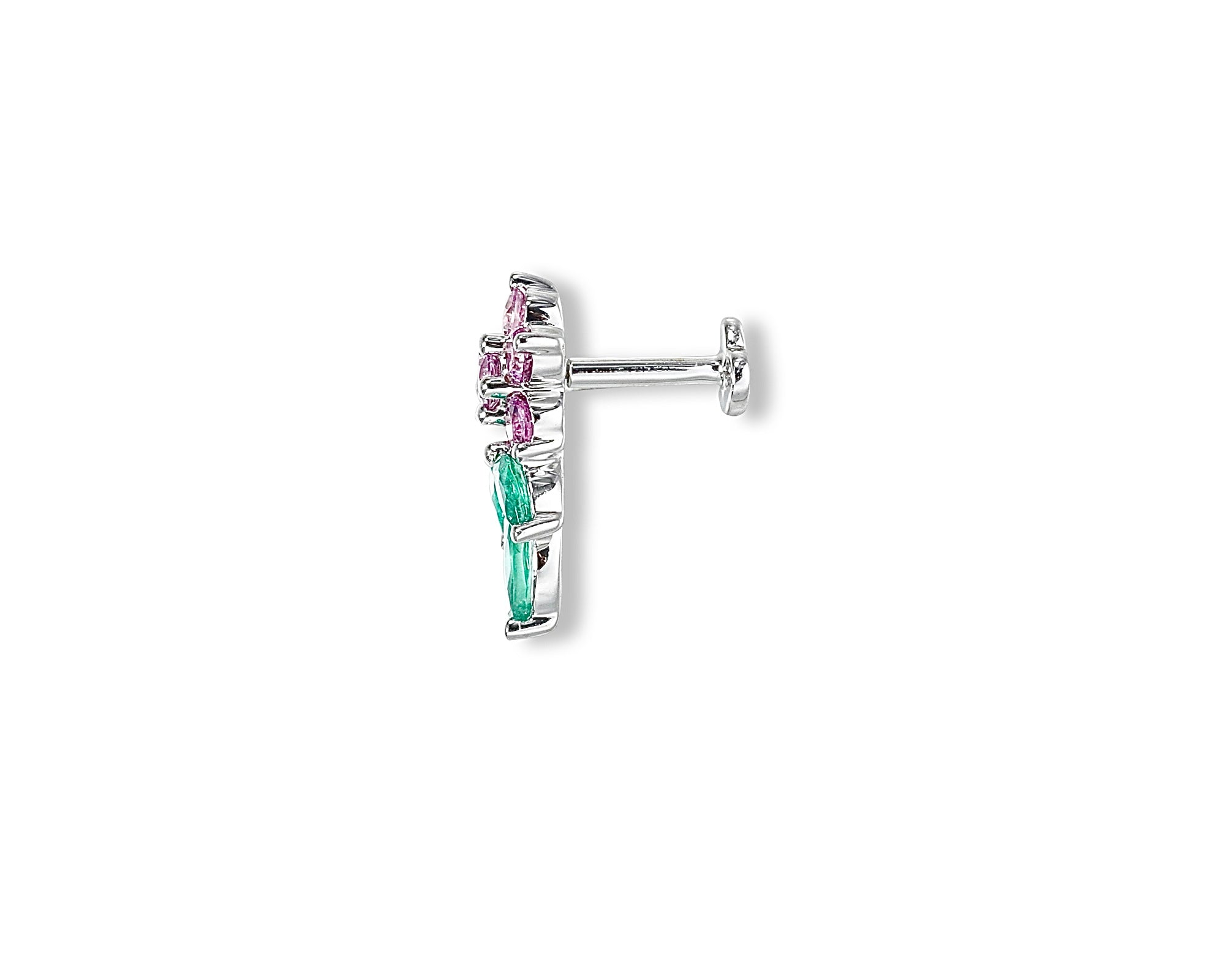 Pink Floral Single Stud