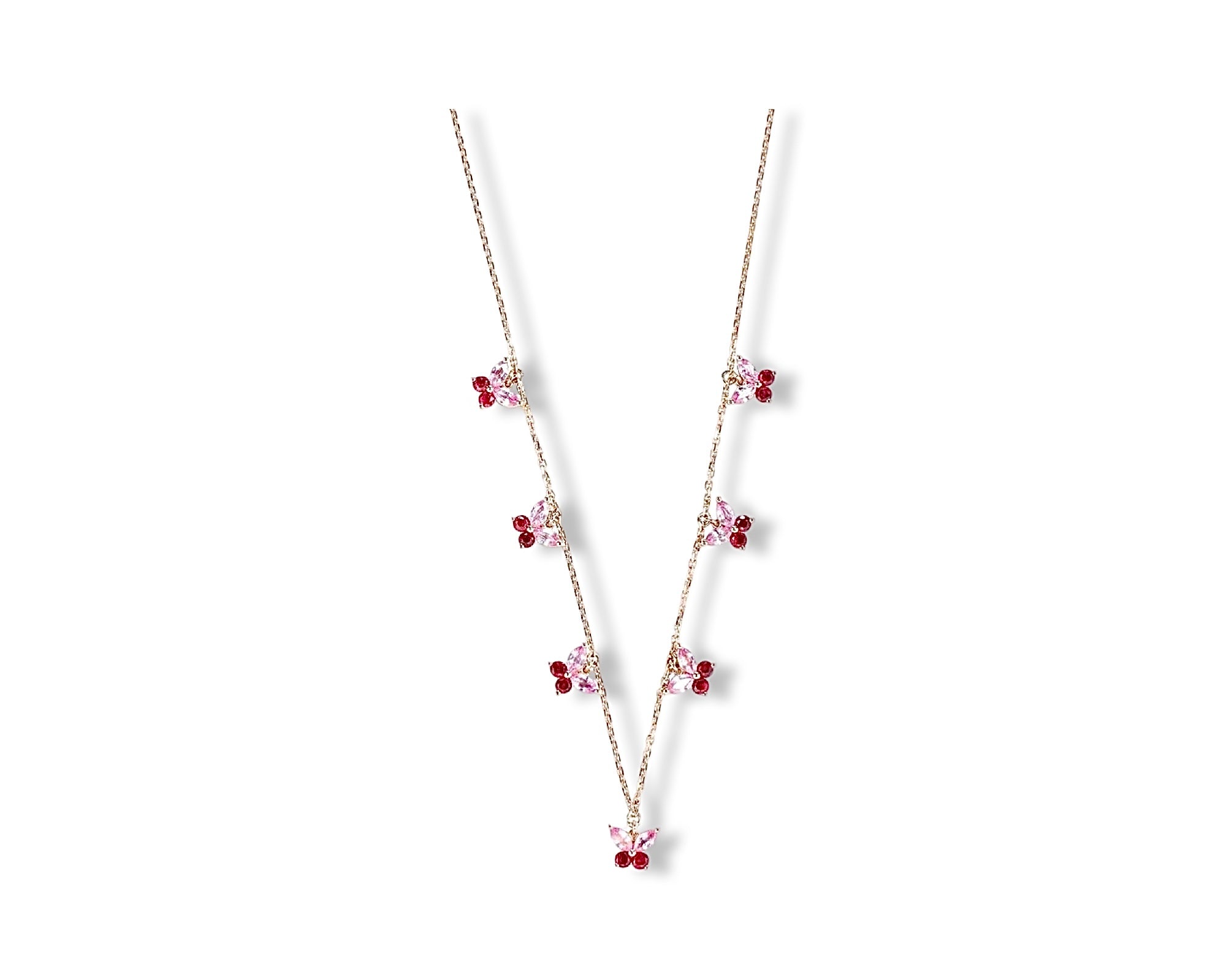 Mini Butterflies Pink Ruby Choker