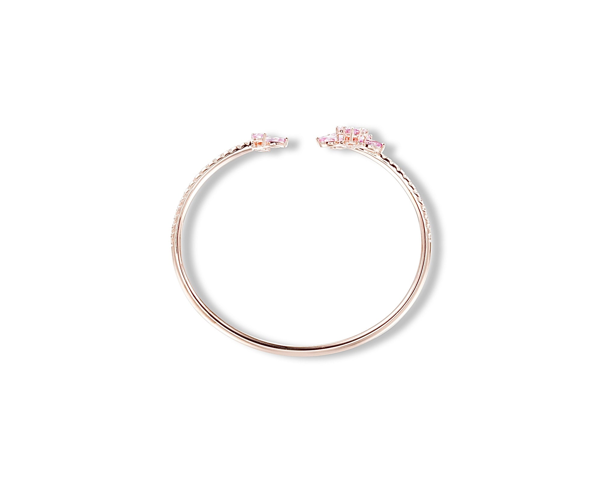Pink Flower Open Bangle (Large)