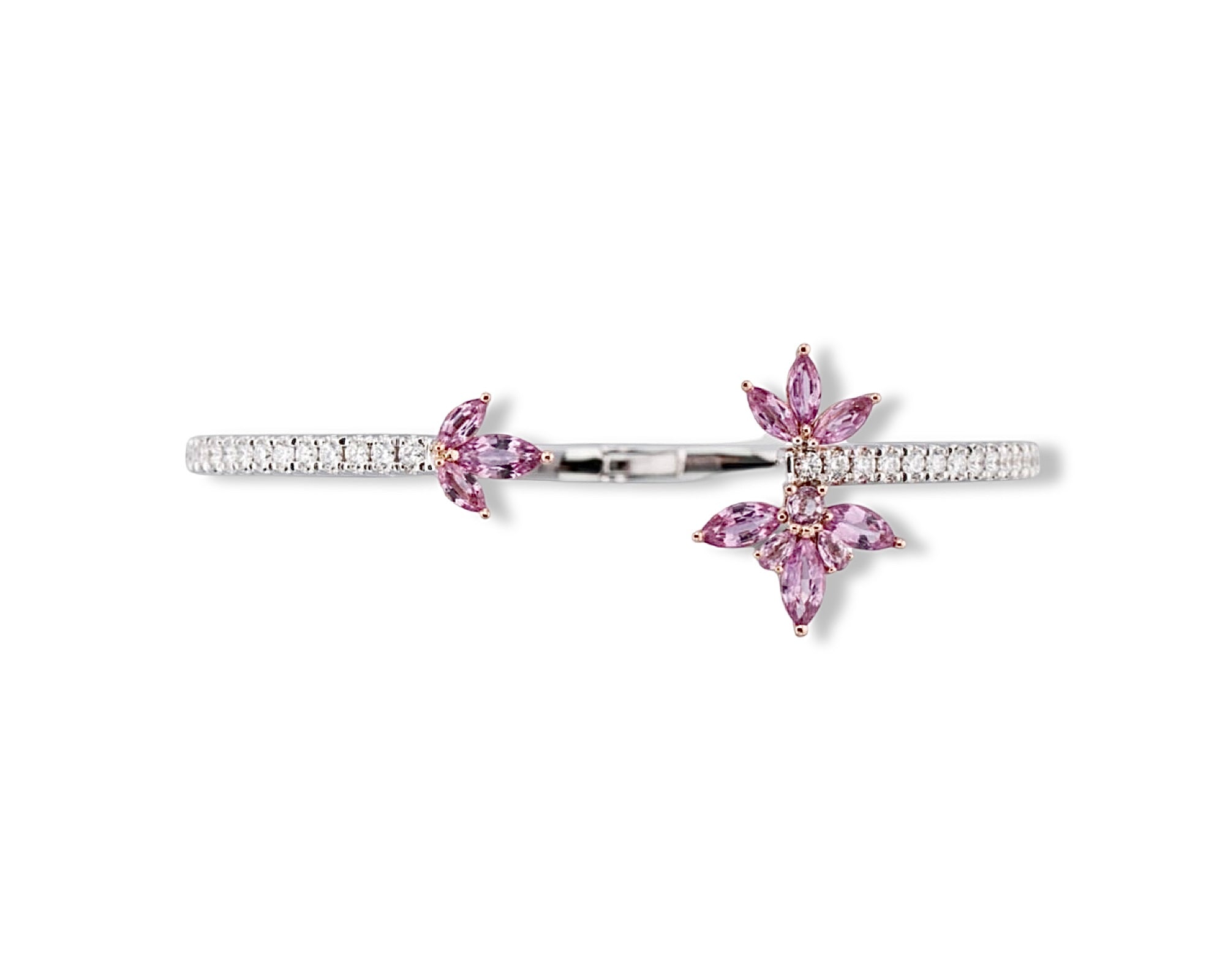 Pink Flower Open Bangle
