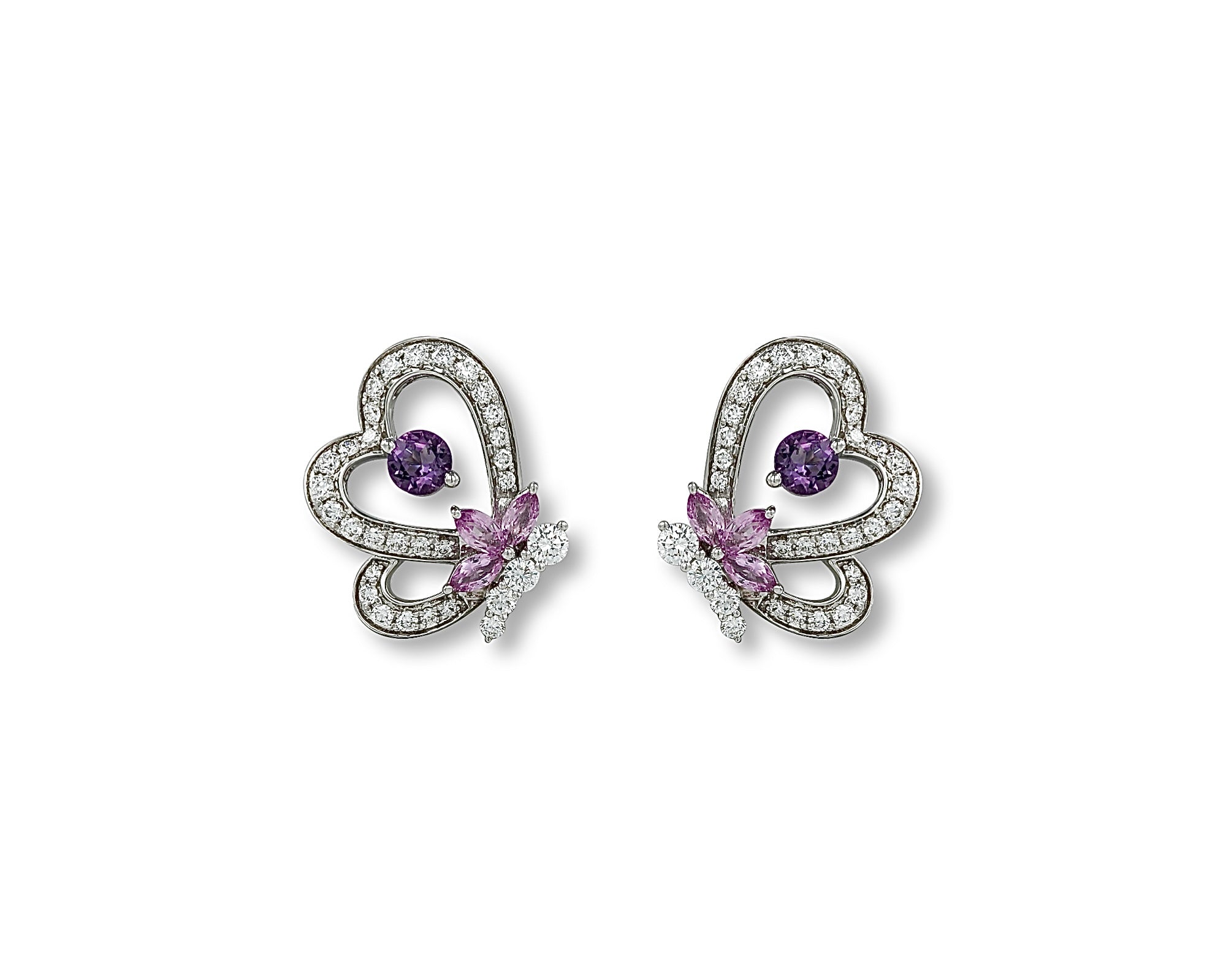 Fairy Butterfly (Amethyst & Pink Sapphire) Earring