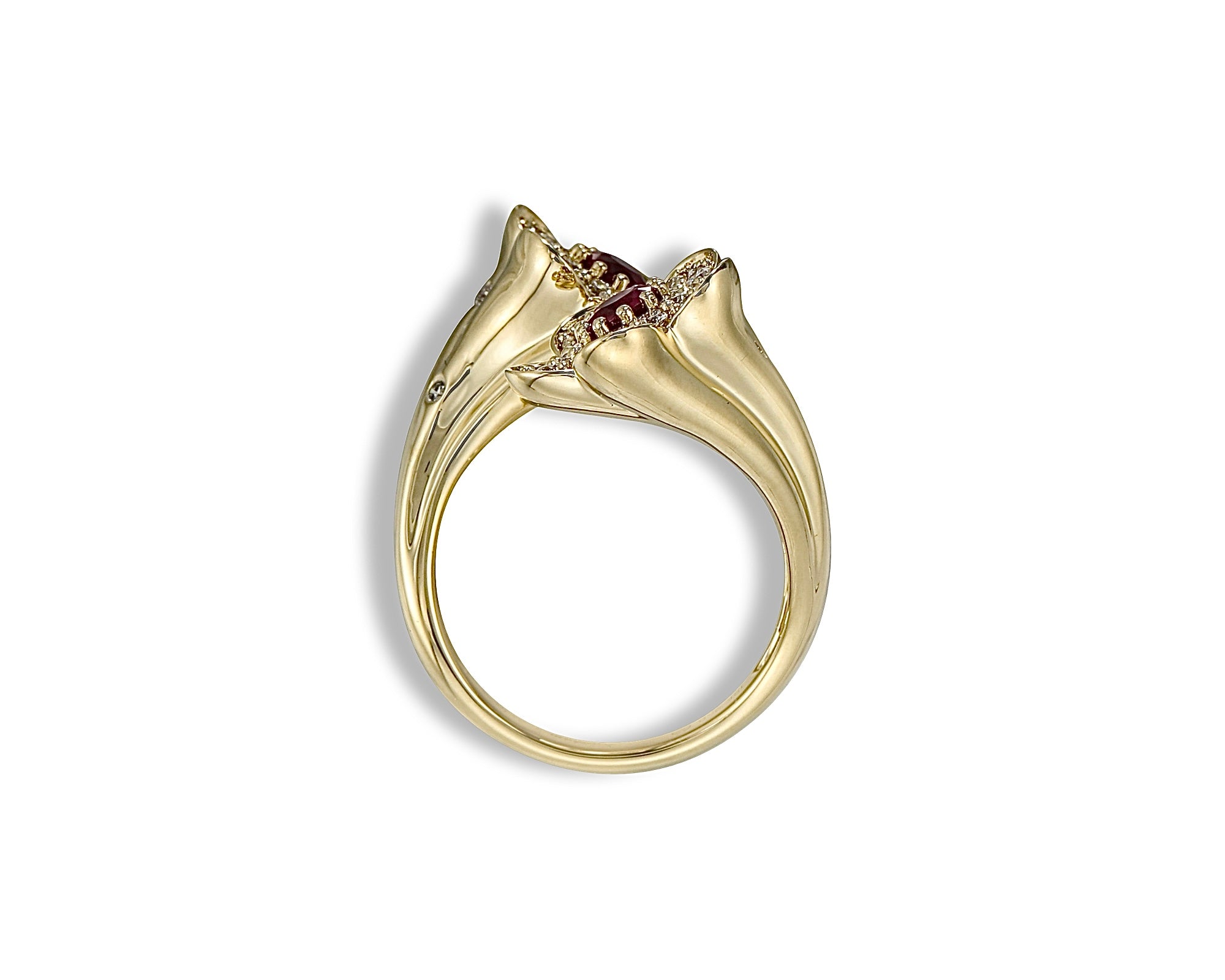 Ruby and Diamond Pretty Flower Ring