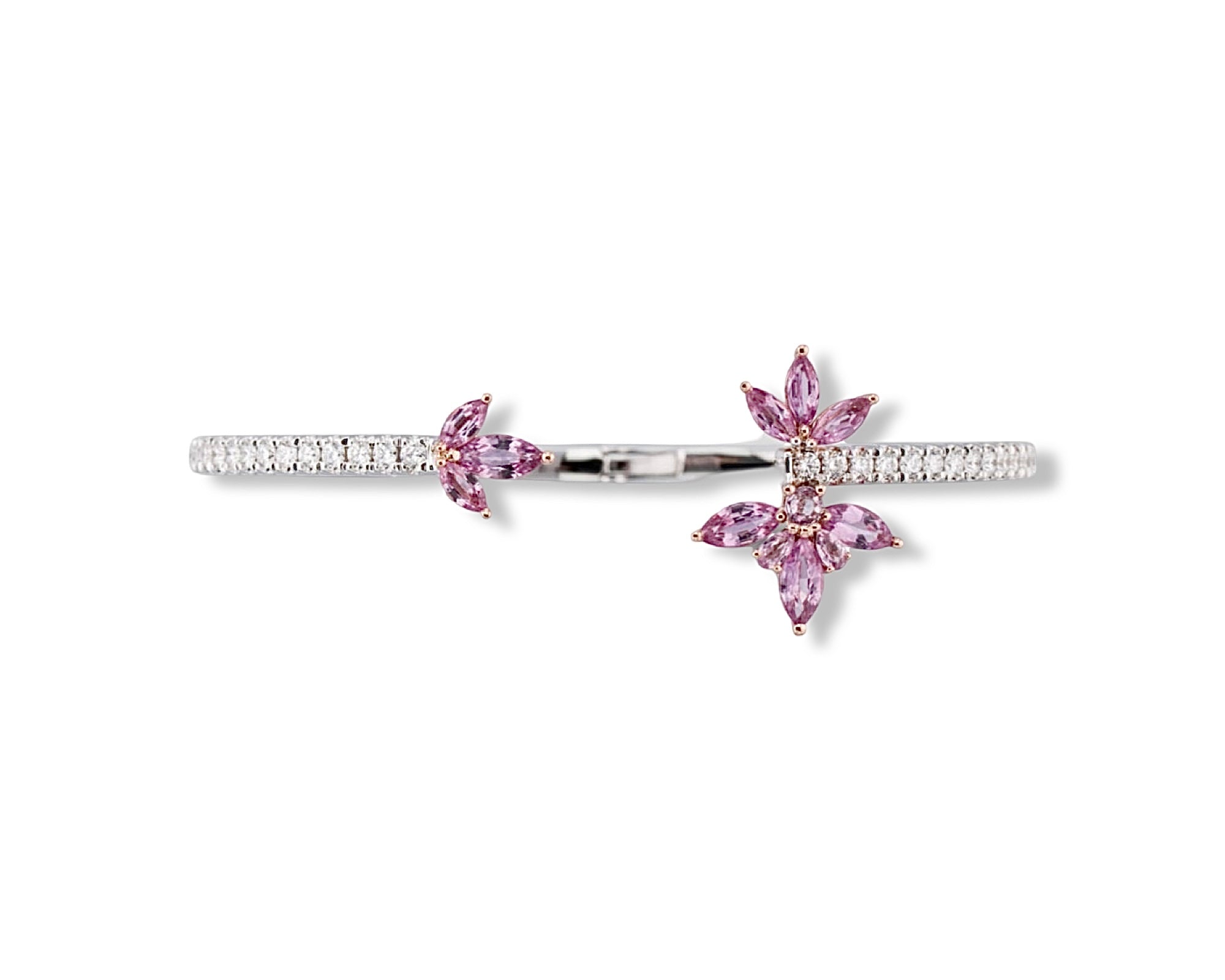 Pink Flower Open Bangle (Large)