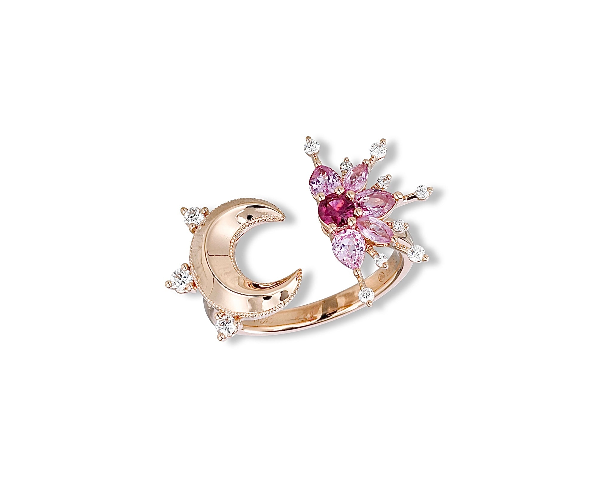 Pink Star and Moon Ring