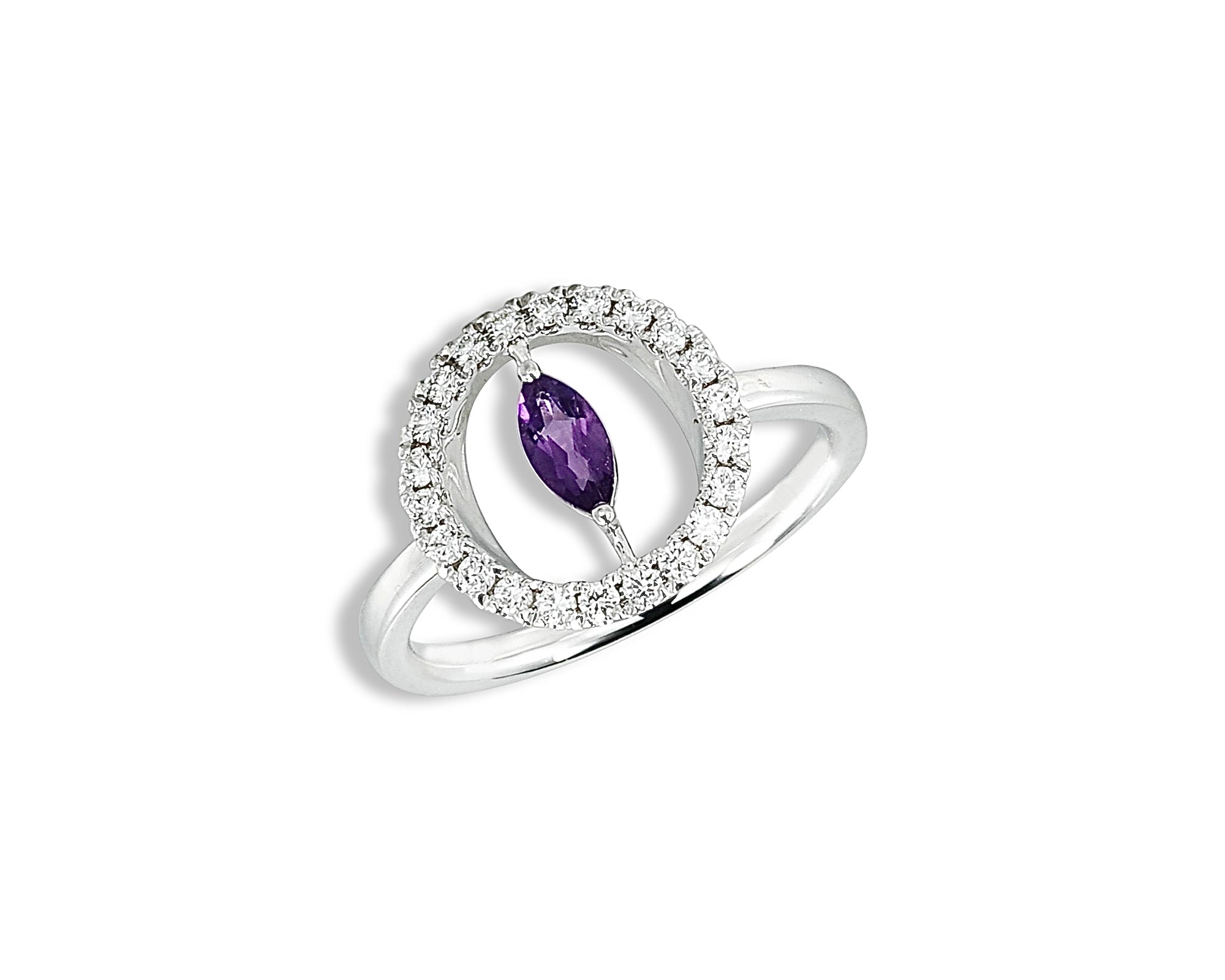 Pinky Amethyst Round Ring