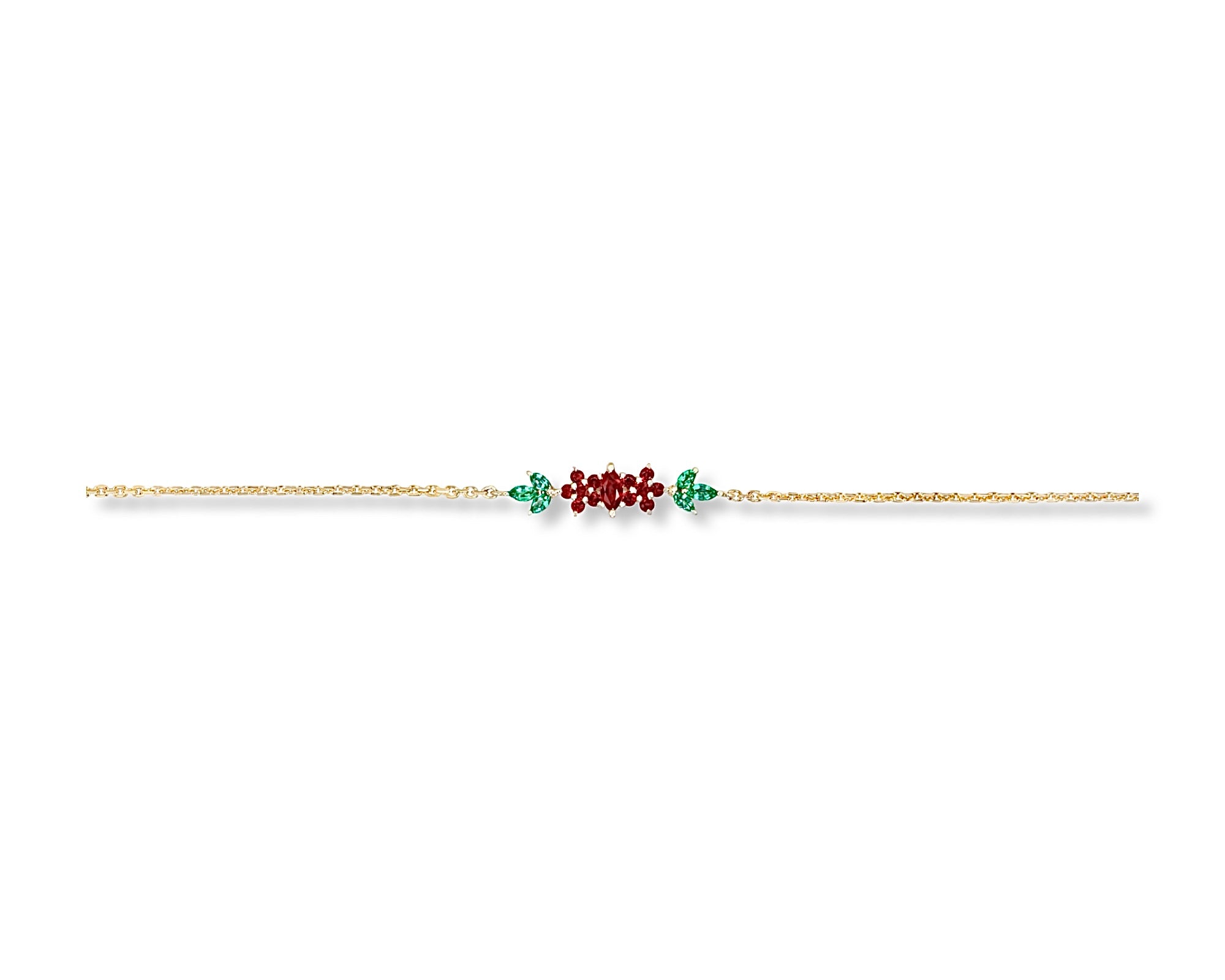 Floral Ruby and Emerald Bracelet