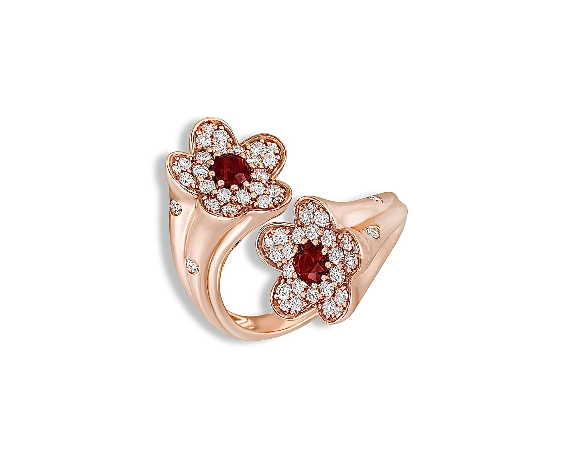 Ruby and Diamond Pretty Flower Ring
