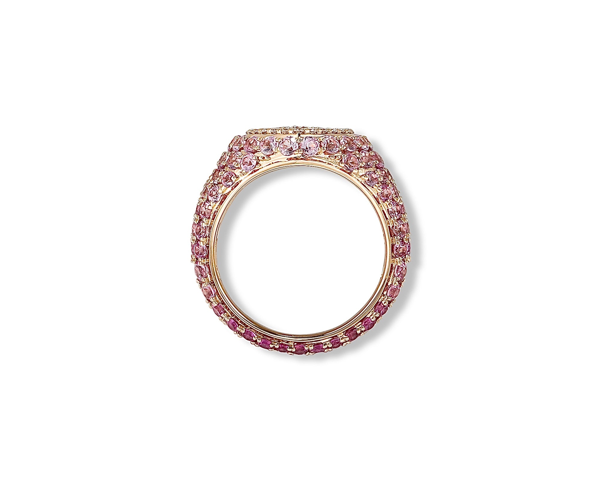 Pink Sapphire Diamond Pinky Heart Ring
