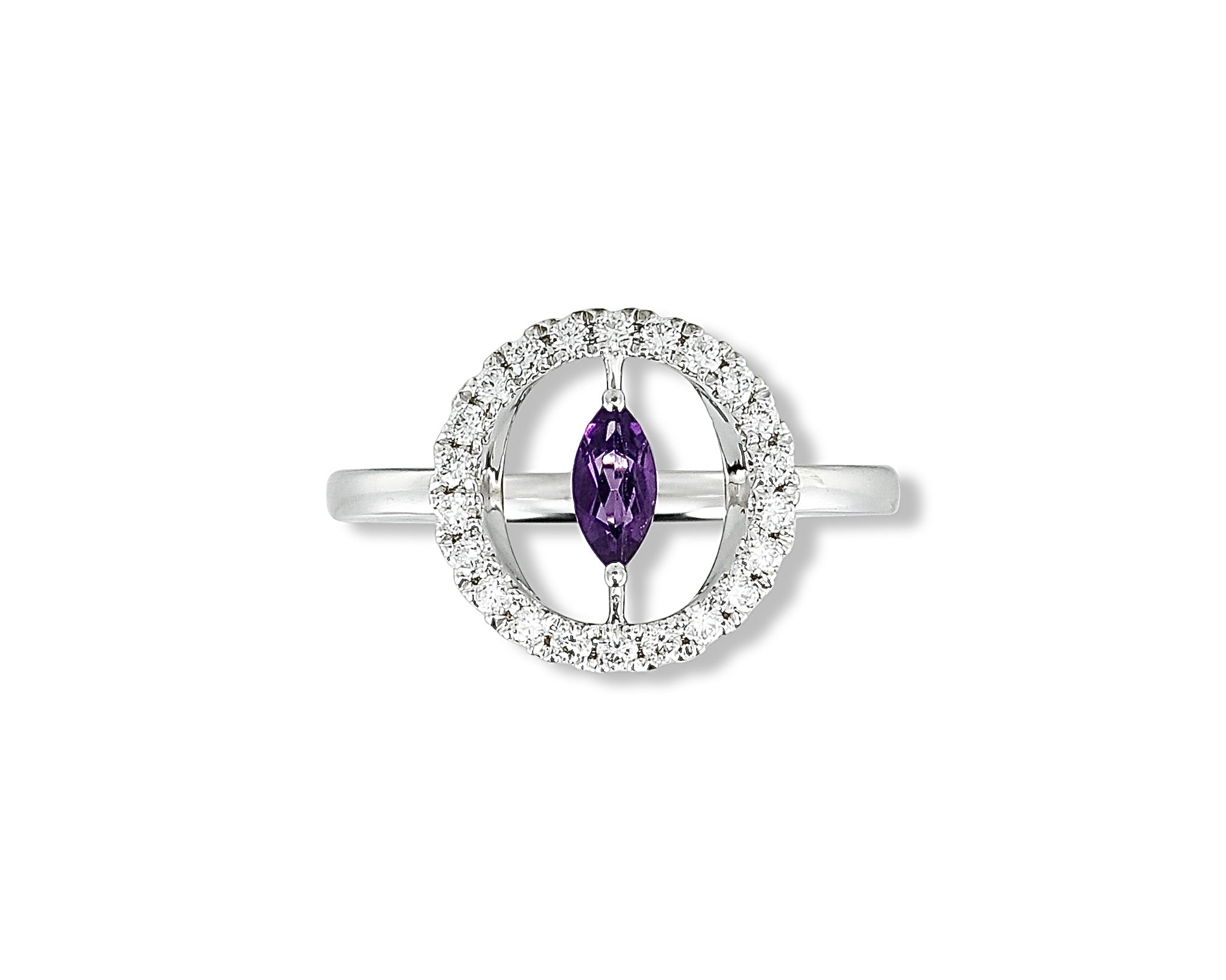 Pinky Amethyst Round Ring