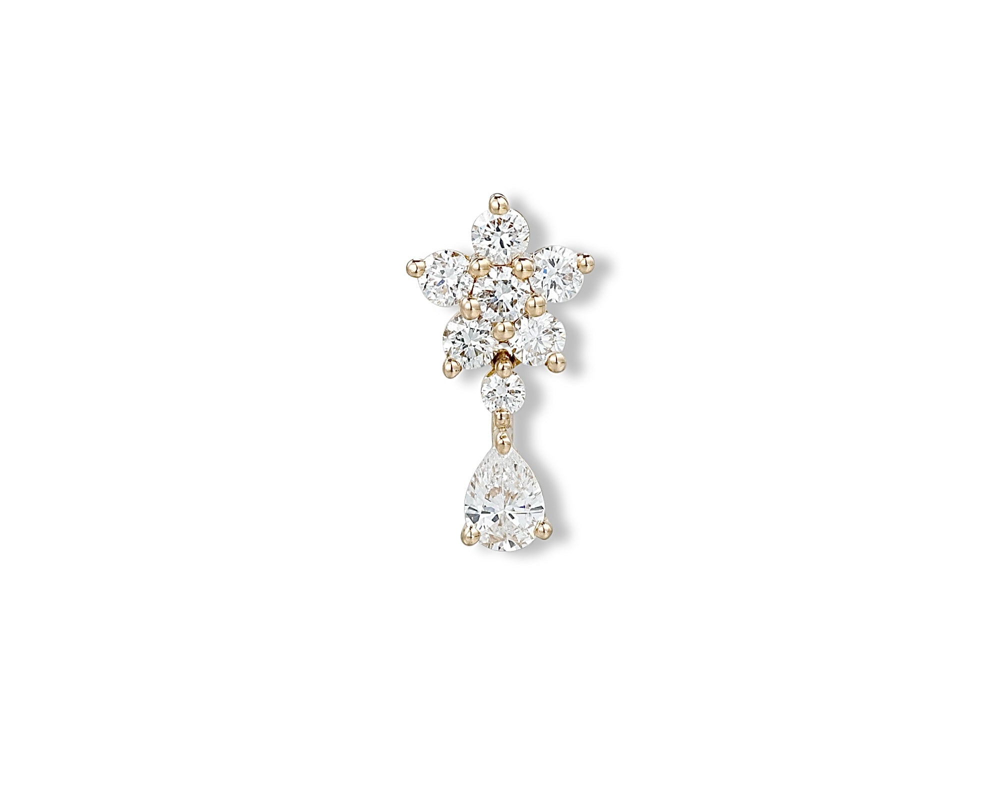 Flower Pear Drop Single Stud