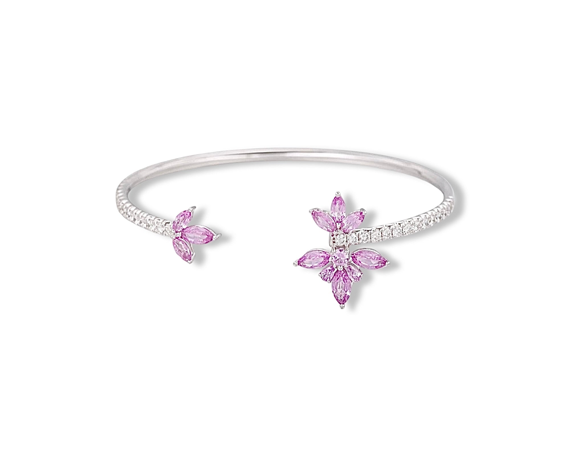 Pink Flower Open Bangle