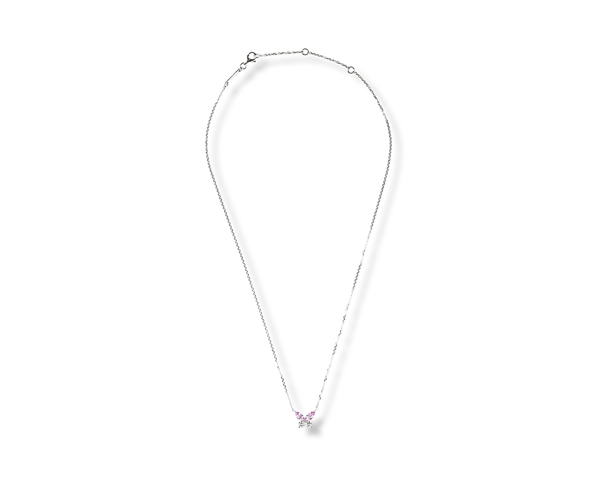 Mini Butterfly Pink Sapphire Diamond Necklace