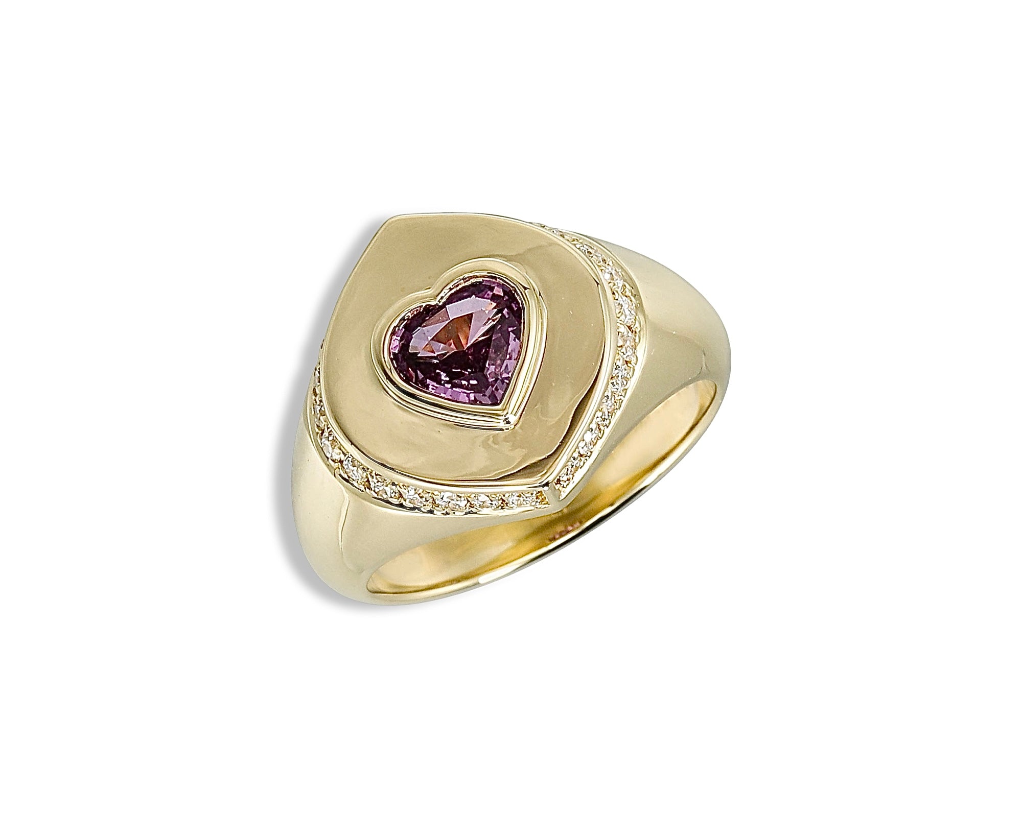 Pink Heart Signet Ring