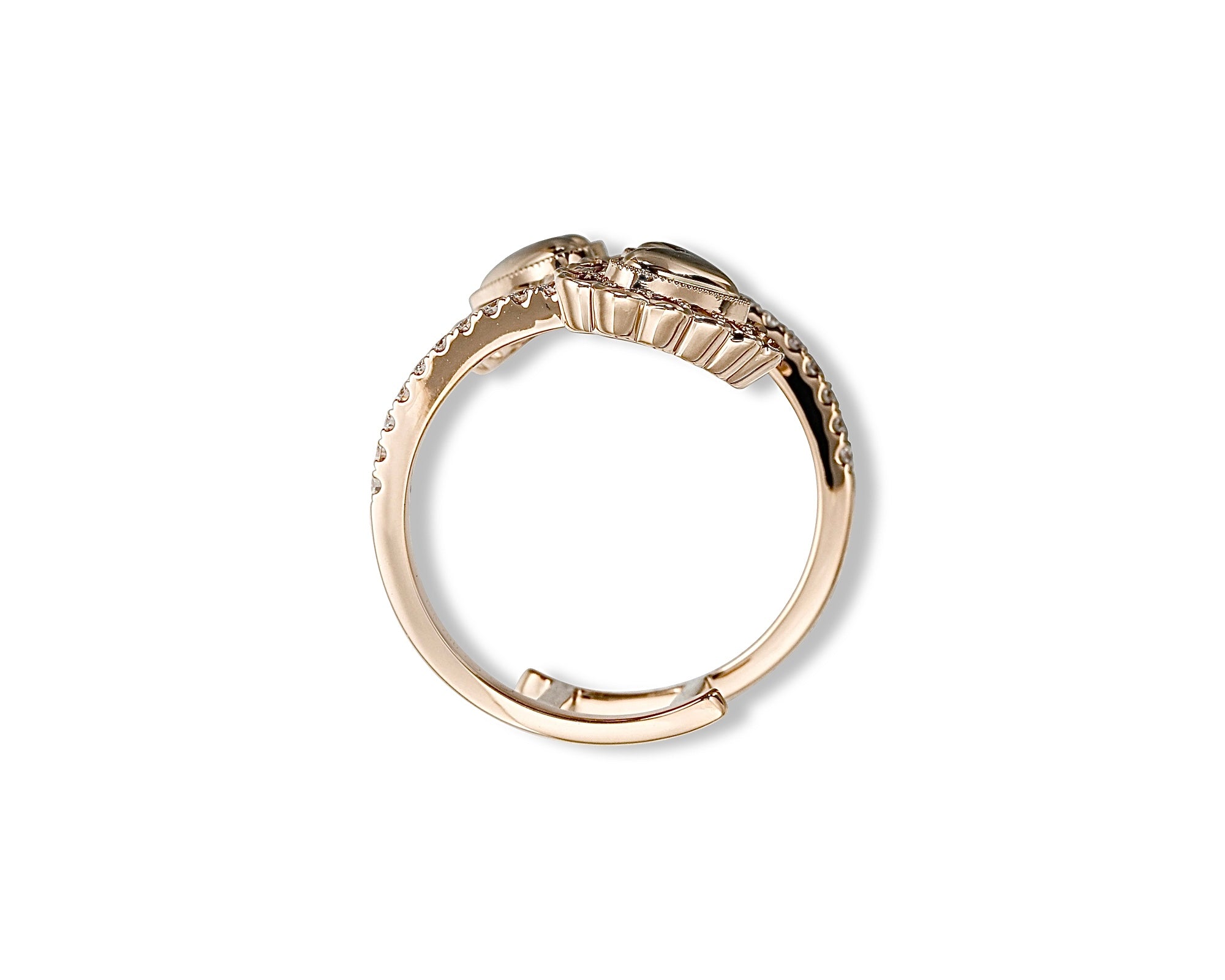 Warm Ombre Double Button Heart Ring