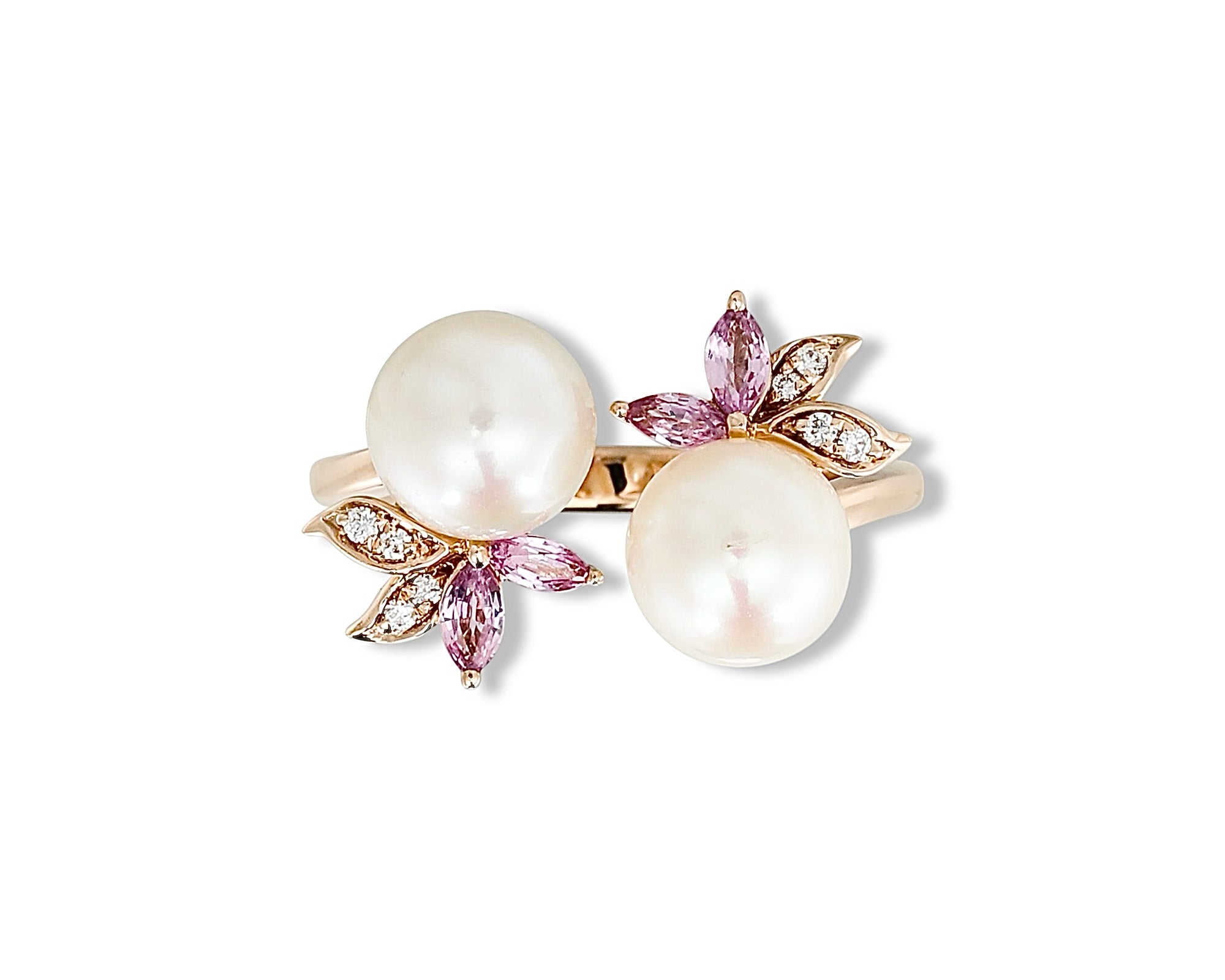 Pretty Pink Pearl Gardenia Ring