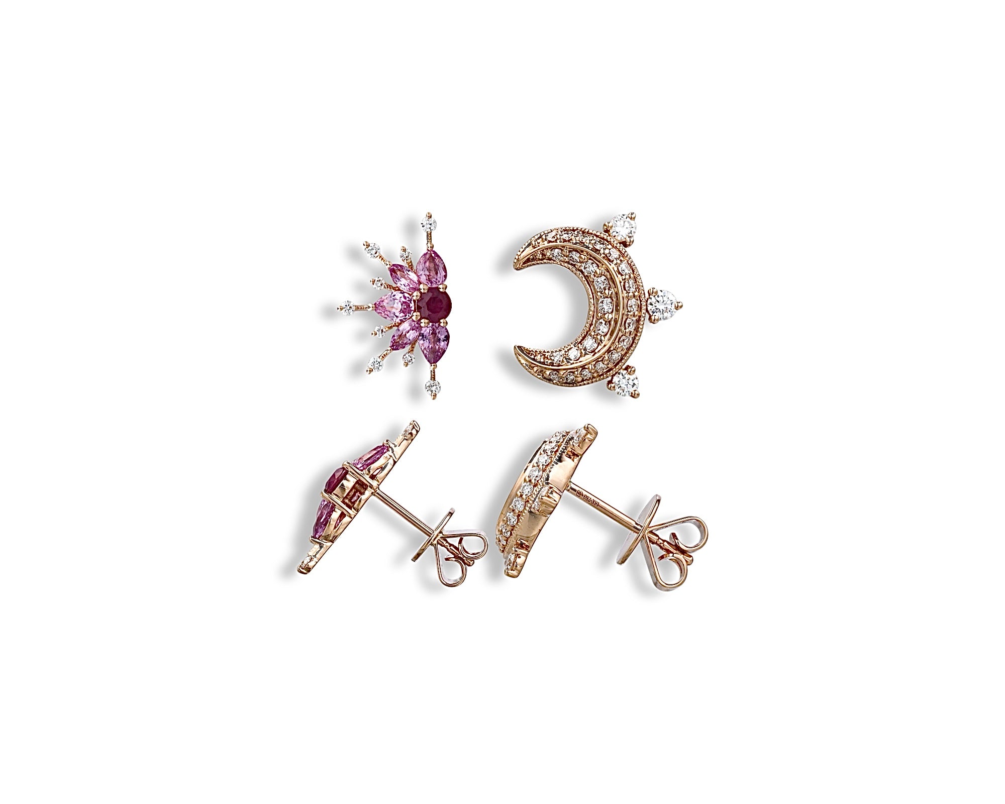 Pink Star and Moon Stud