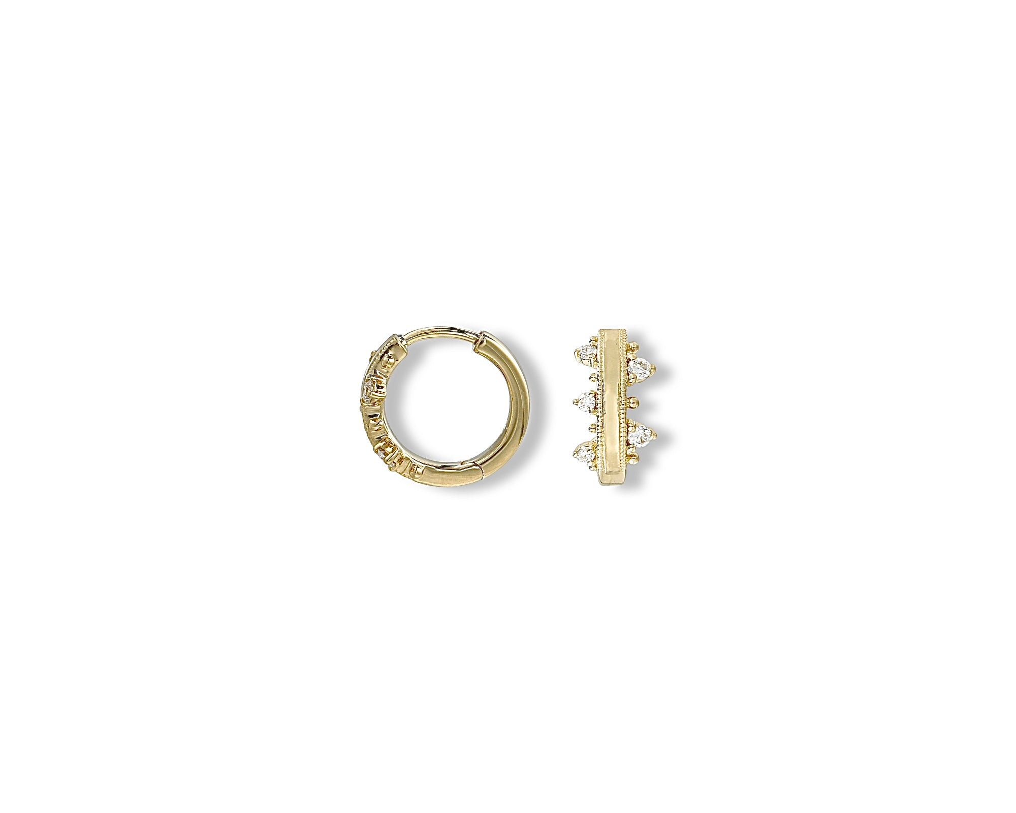 Mini Gold Milgrain Hoops