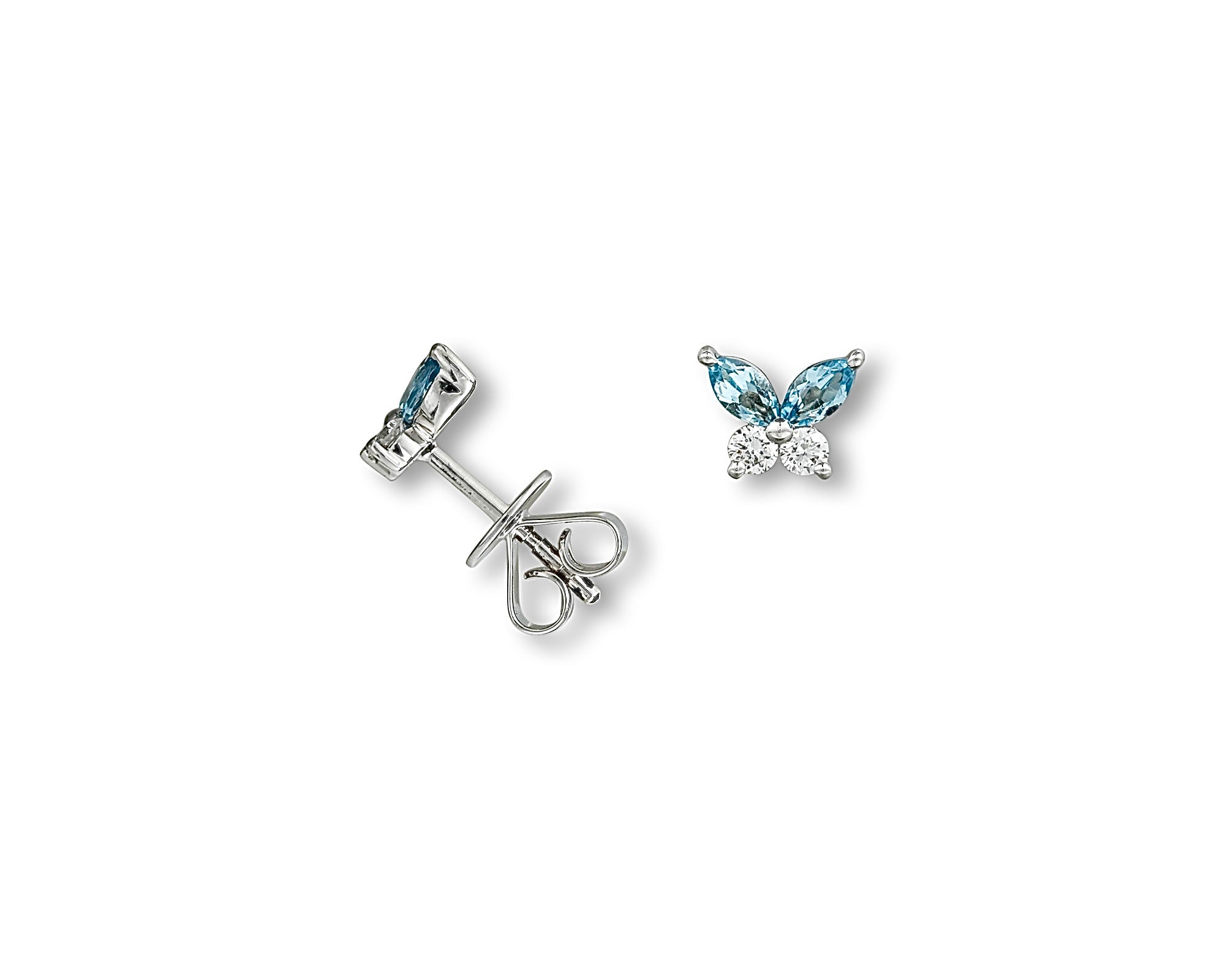Mini Blue Topaz Diamond Butterfly Stud
