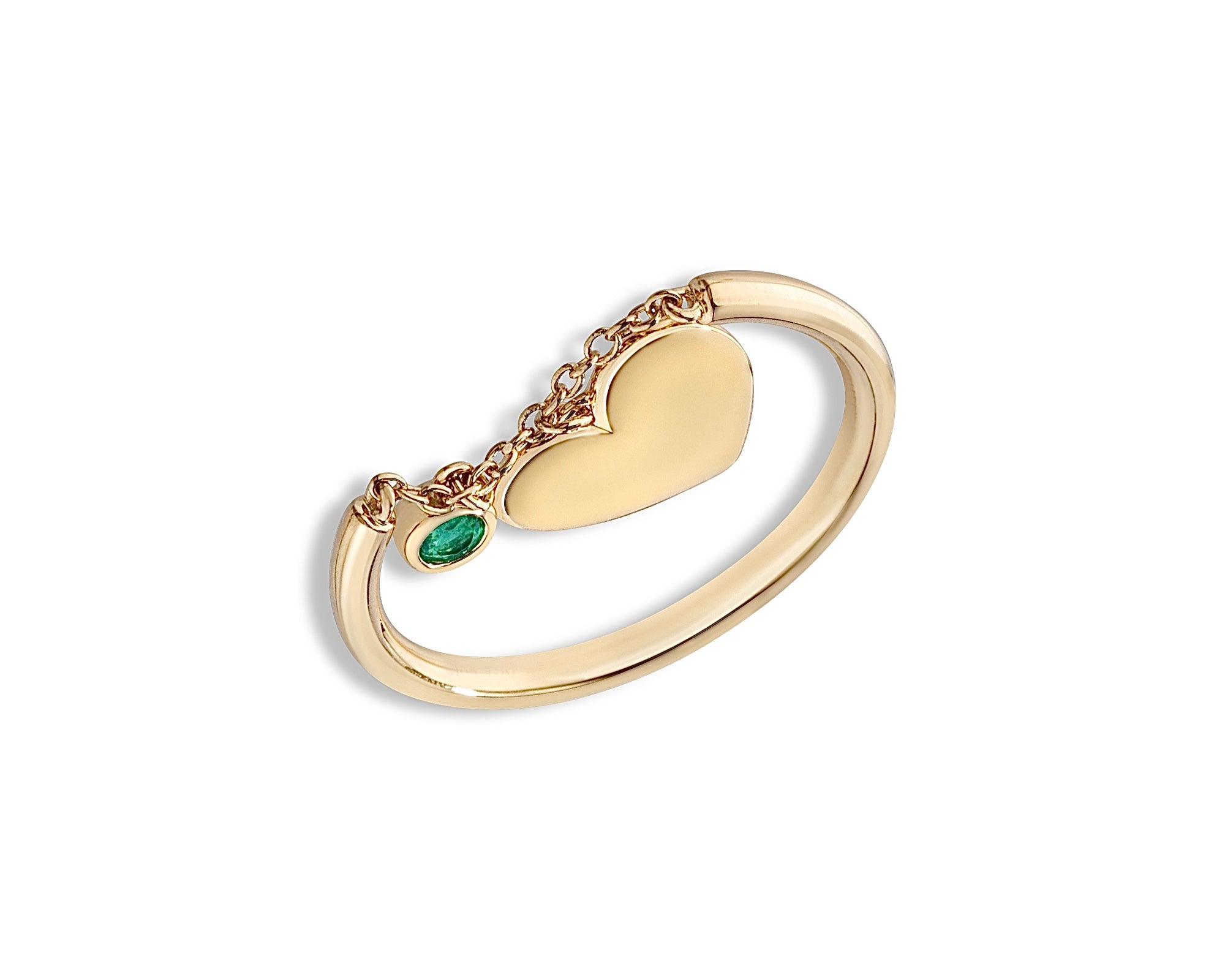 Emerald Hanging Heart Ring