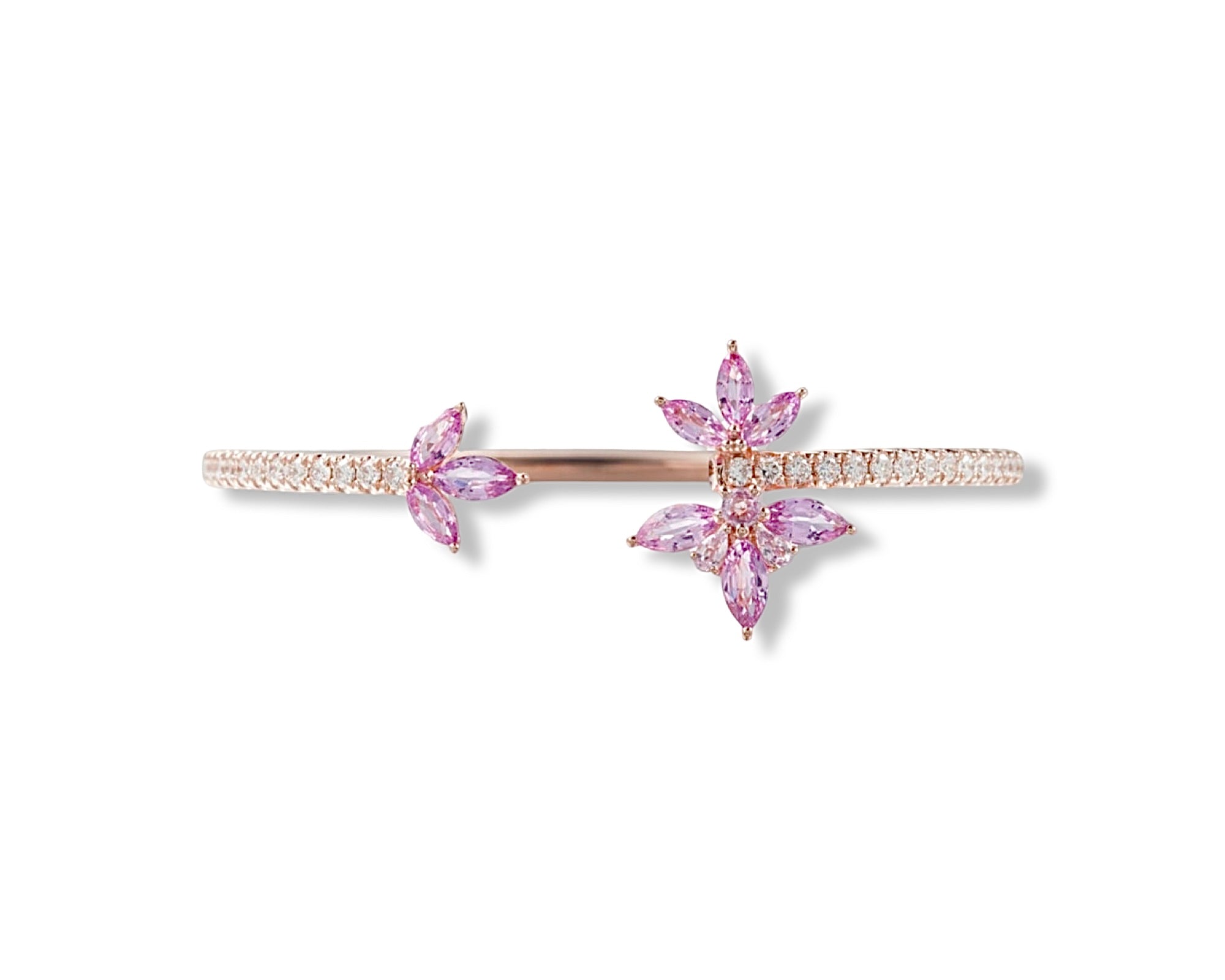 Pink Flower Open Bangle (Large)