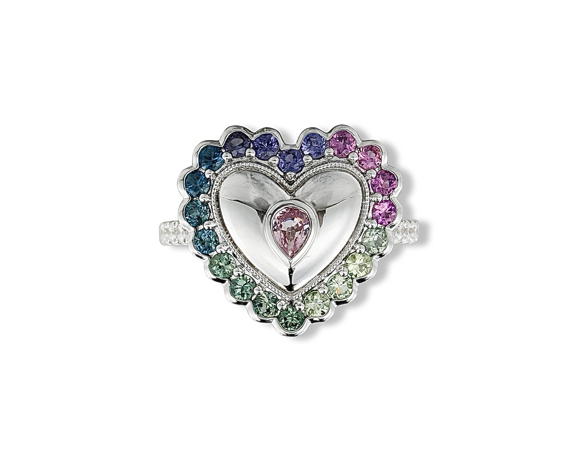Cold Ombre Vintage Heart Button Ring