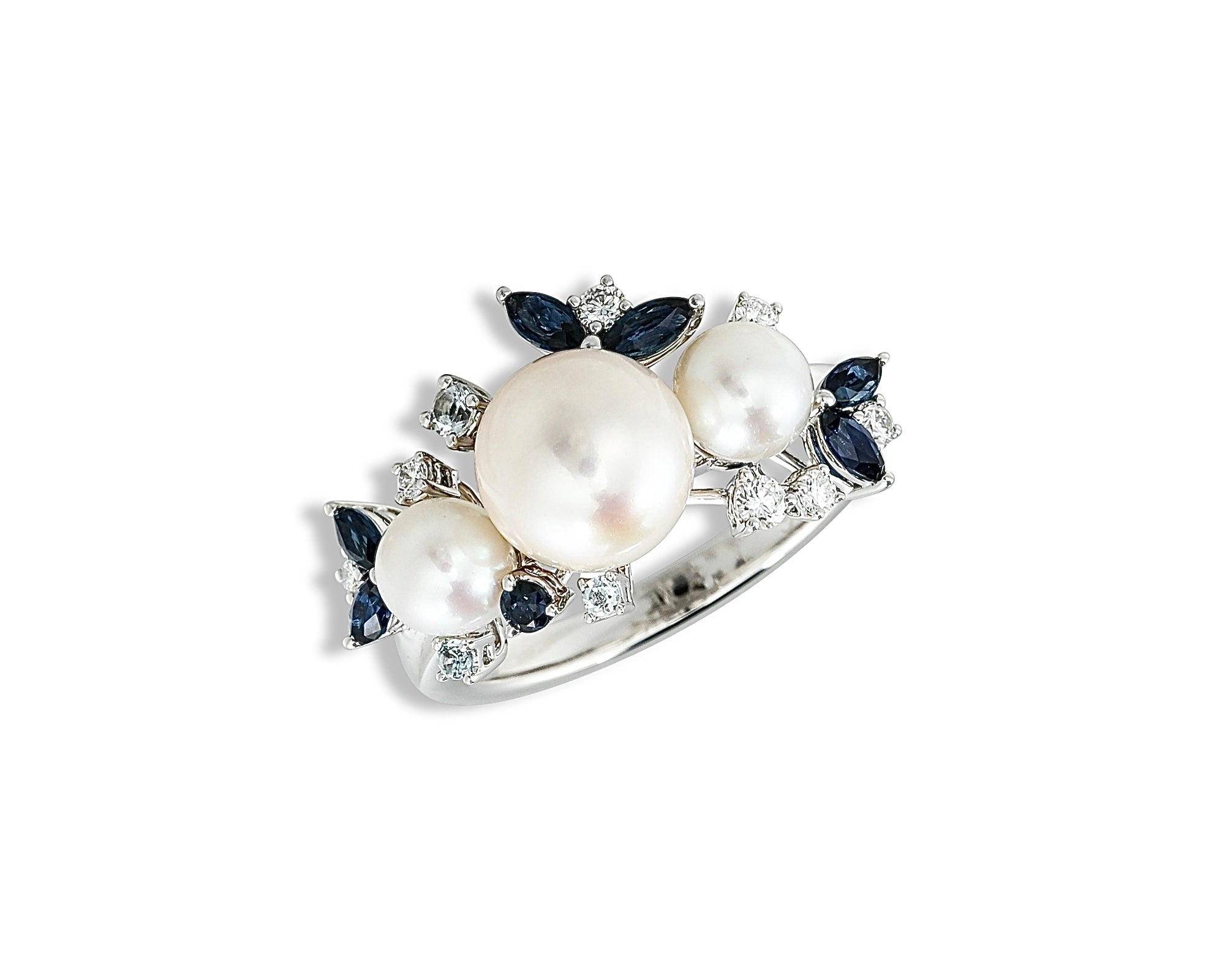 Diamond Pearl Aqua Gardenia Ring