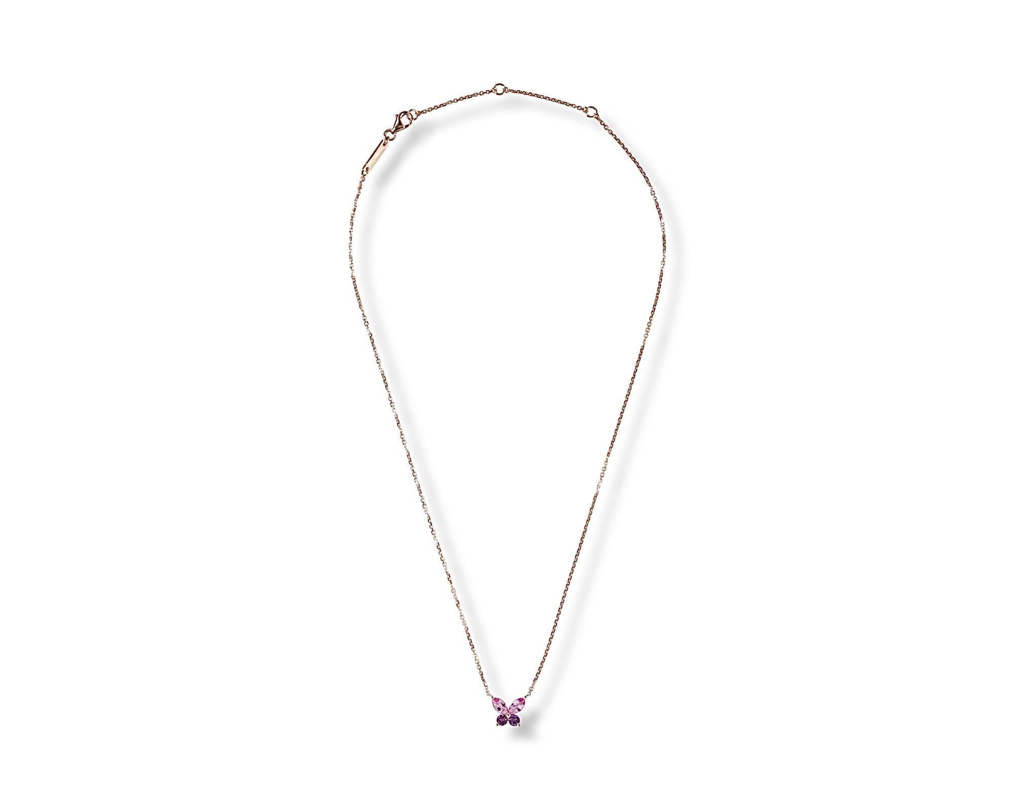 Mini Butterfly Pink Sapphire Amethyst Necklace