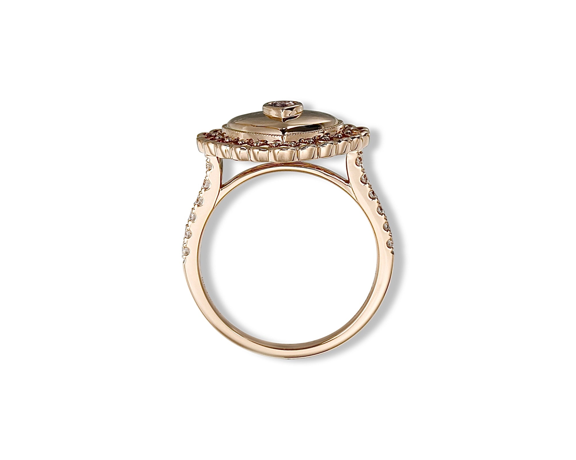 Warm Ombre Vintage Heart Button Ring