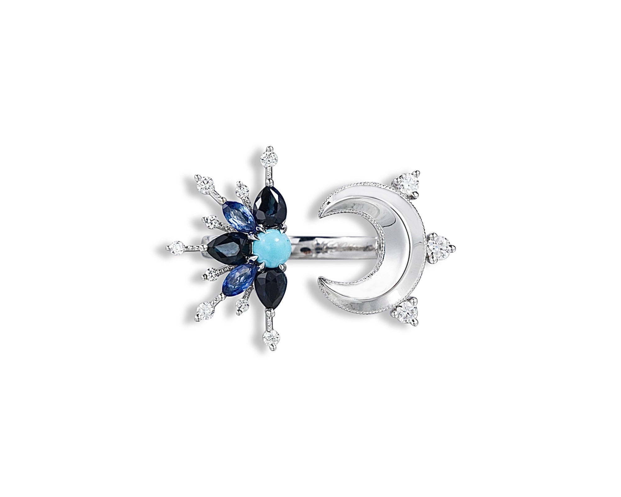 Turquoise Star and Moon Ring