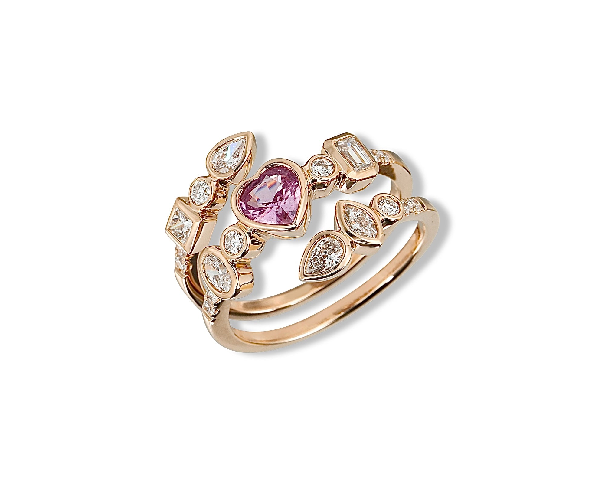 Pink Heart Multi-Shape Ring