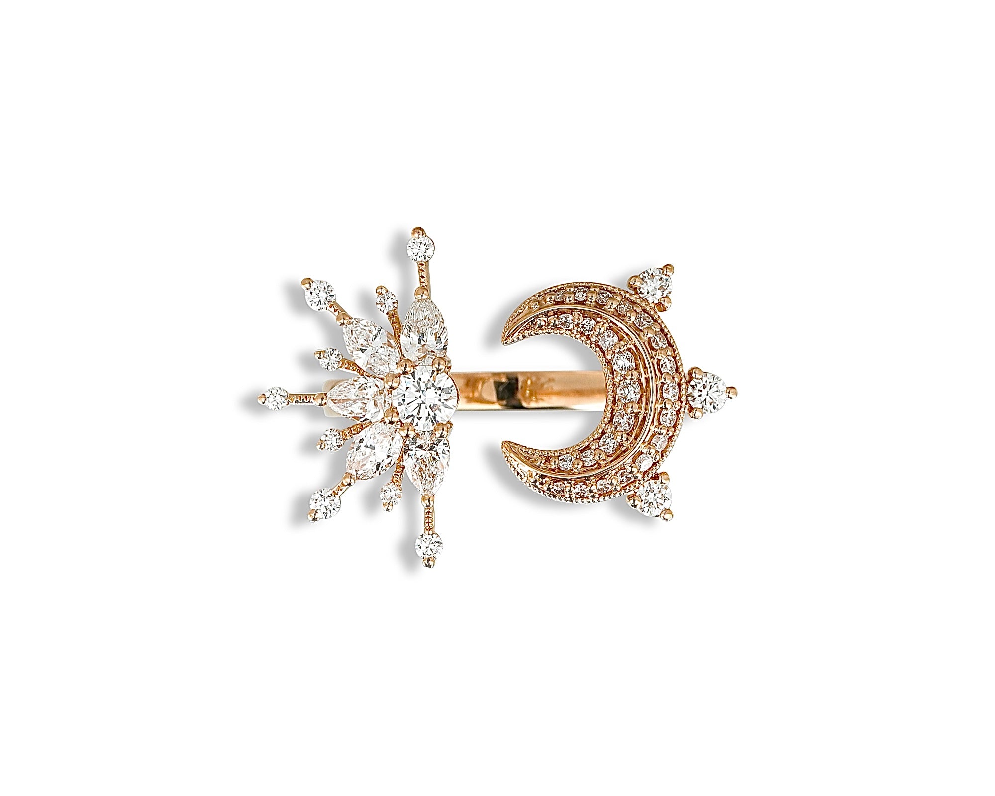Diamond star and Moon Ring