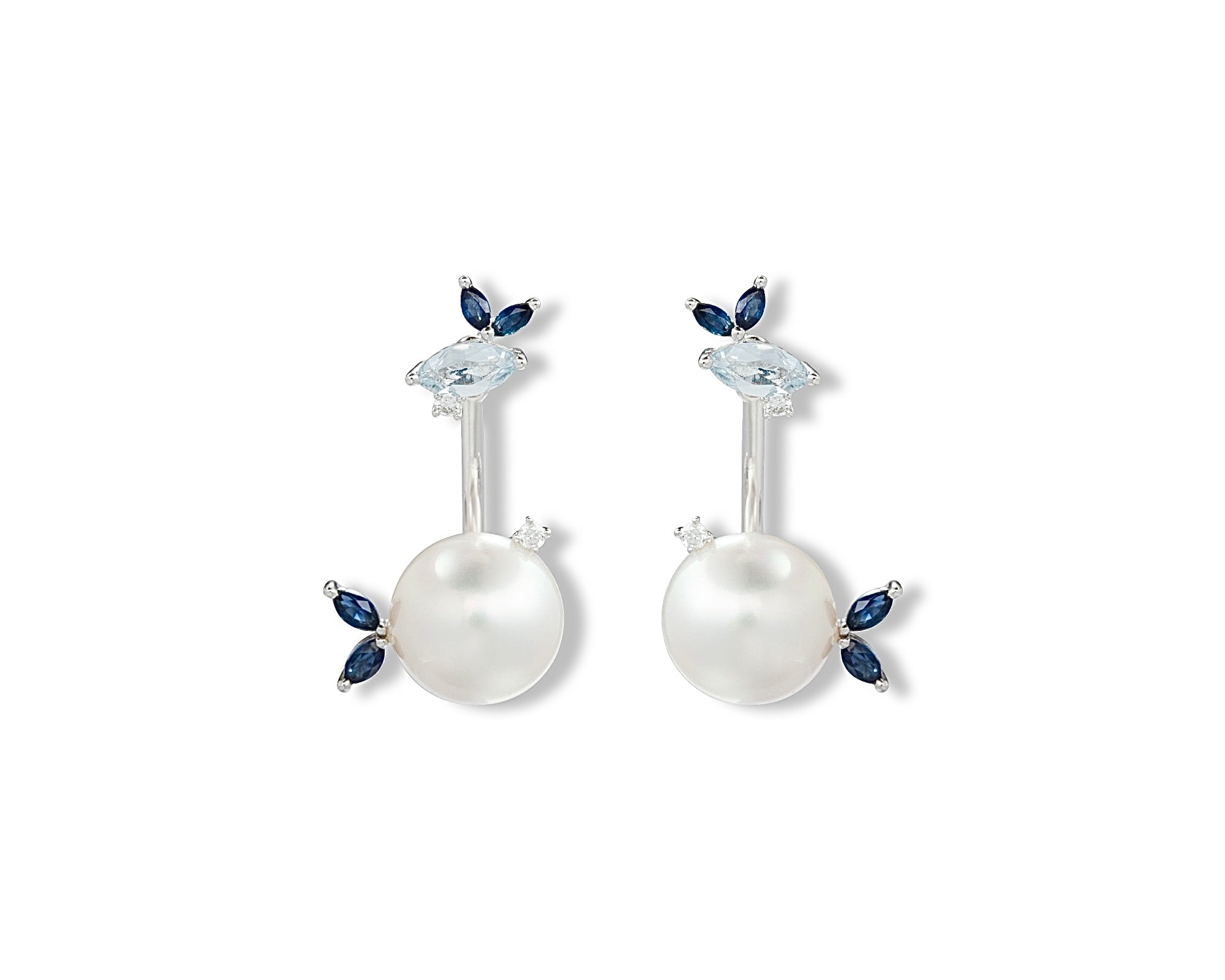 Aqua Pearl Gardenia Jacket Earring