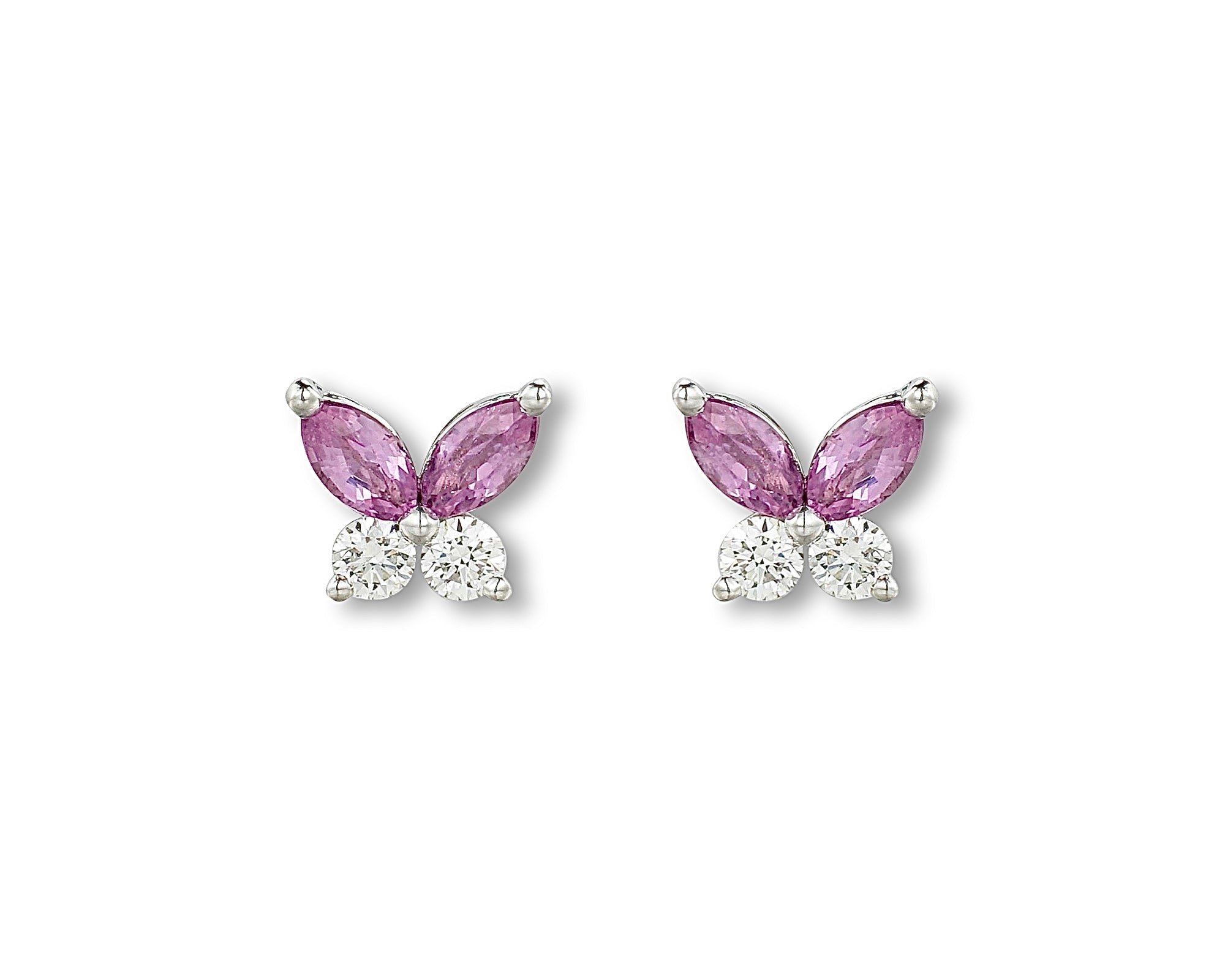 Mini Pink Diamond Butterfly Stud