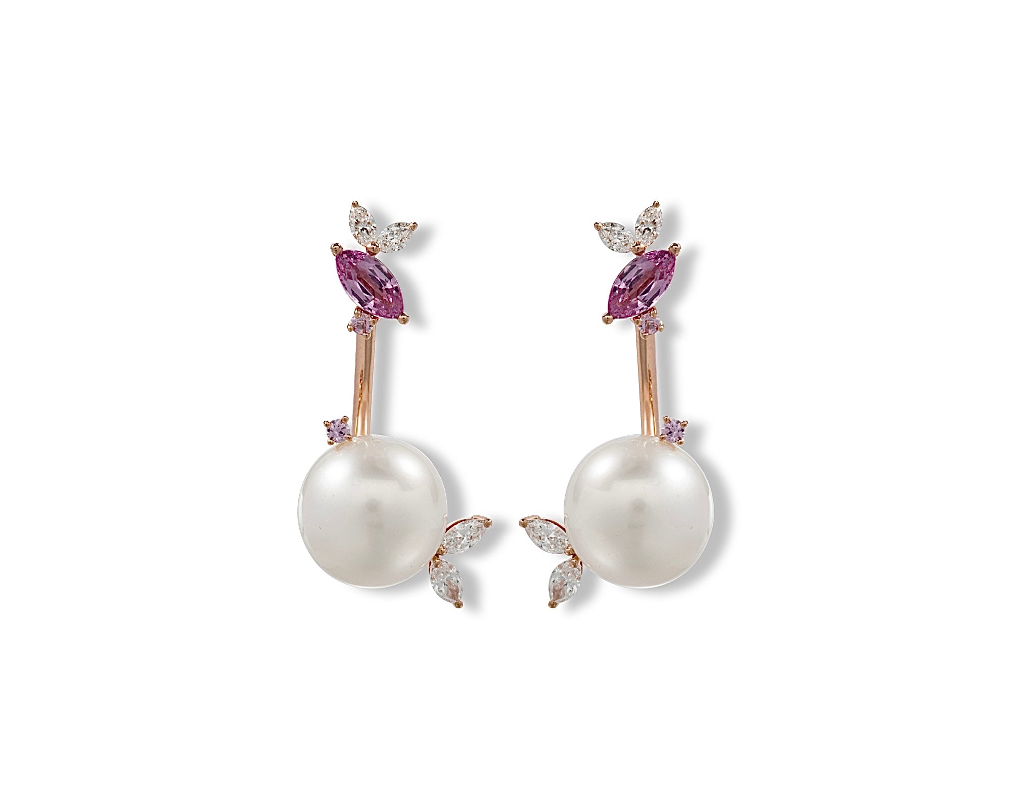 Pink Pearl Gardenia Jacket Earring