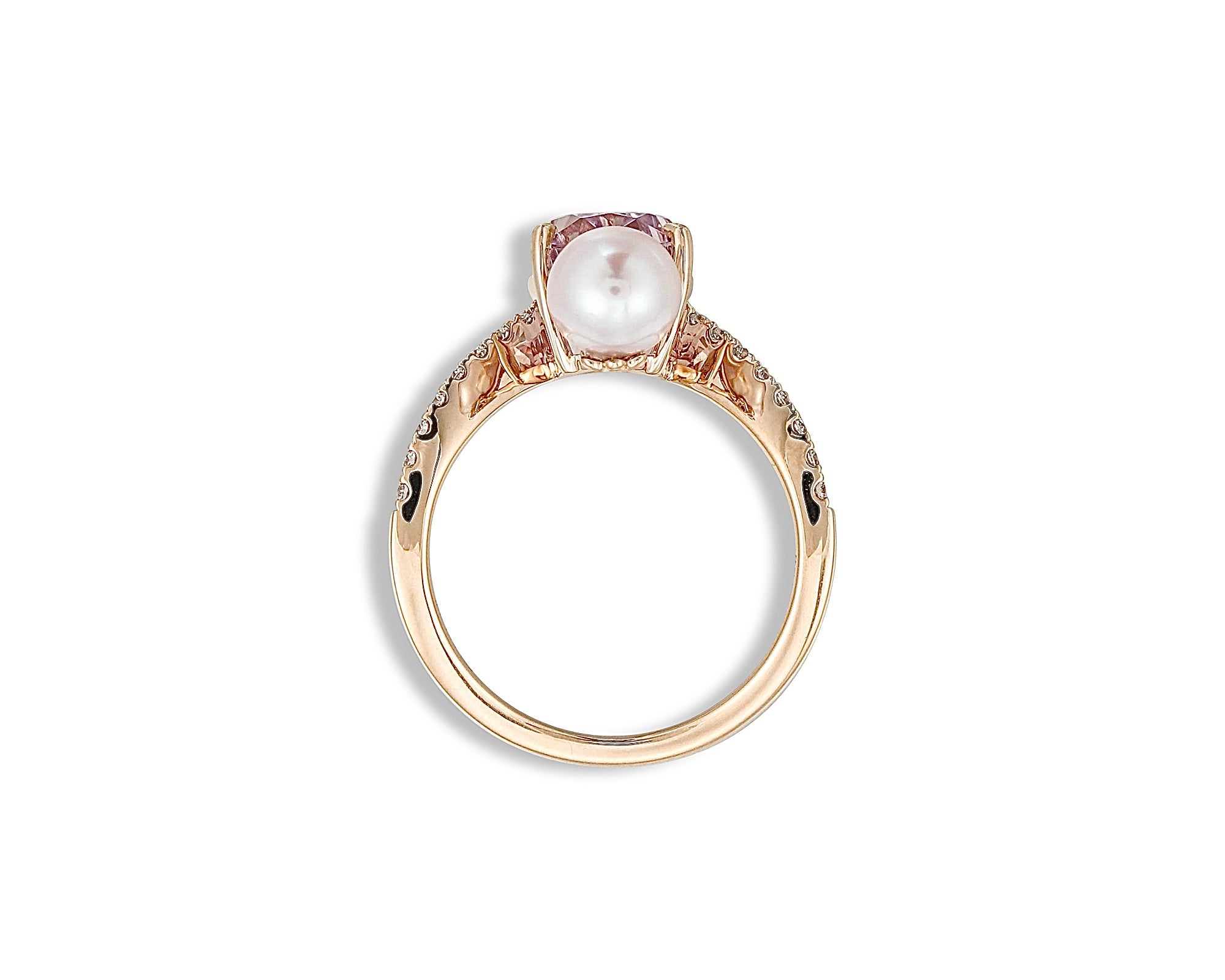 Pear Pinkish Pearl Diamond Ring