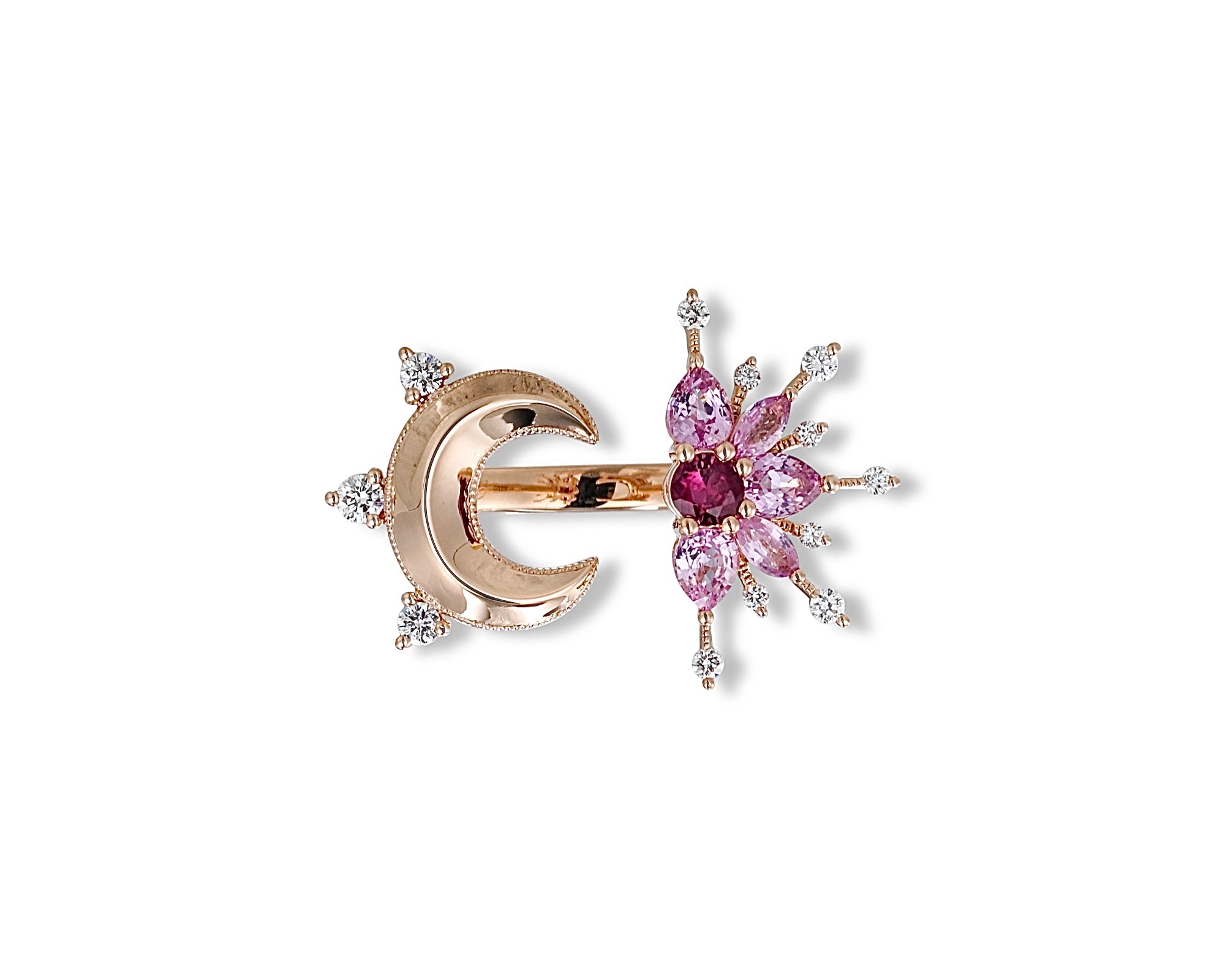 Pink Star and Moon Ring