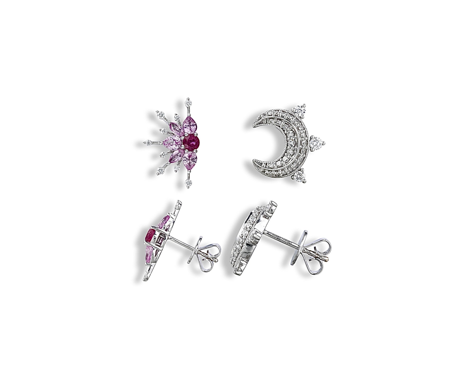 Pink Star and Moon Stud