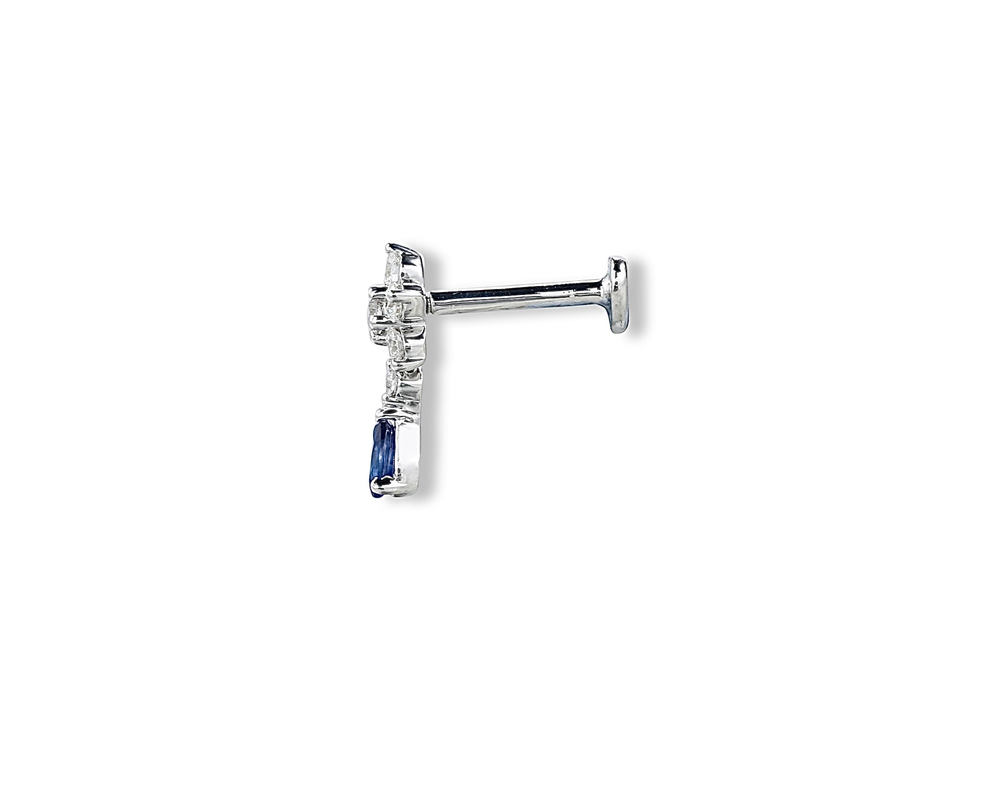Blue Flower Pear Drop Single Stud