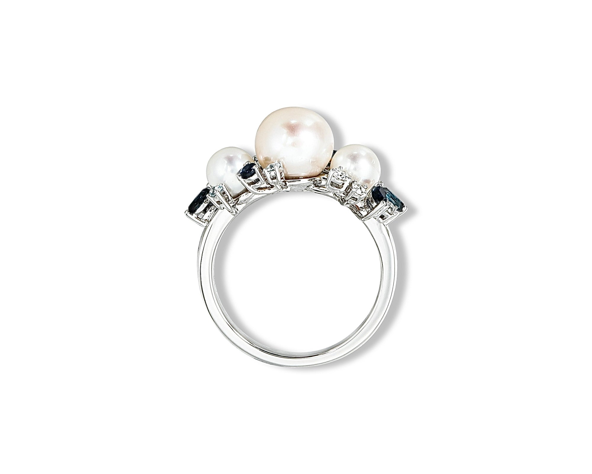 Diamond Pearl Aqua Gardenia Ring