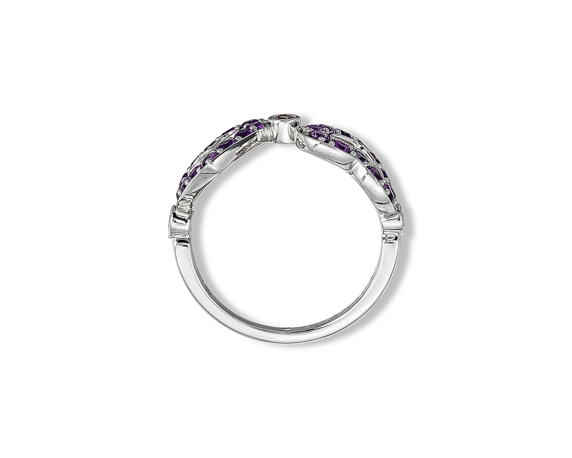 Amethyst Pink Sapphire Polka Dot Heart Ring