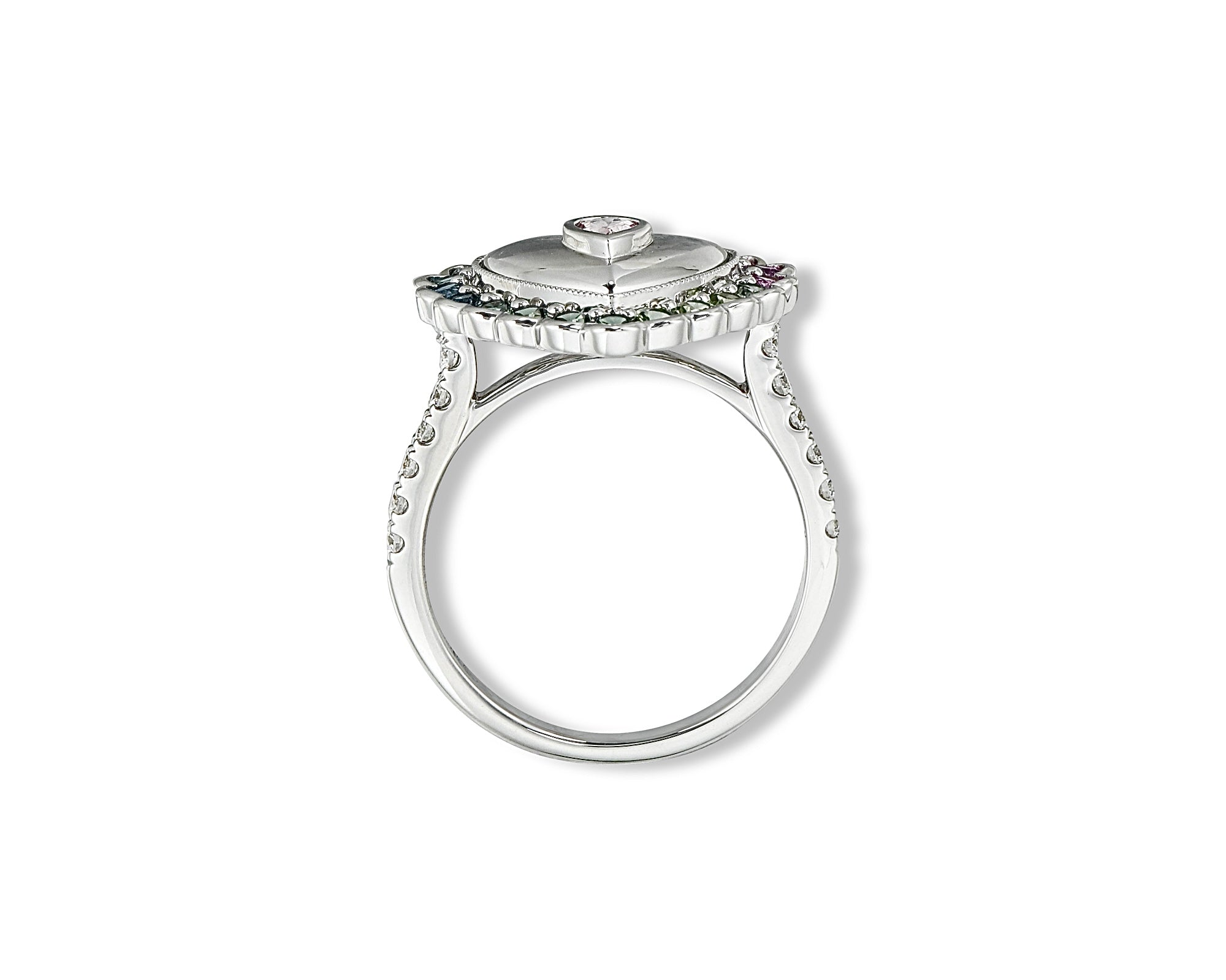 Cold Ombre Vintage Heart Button Ring