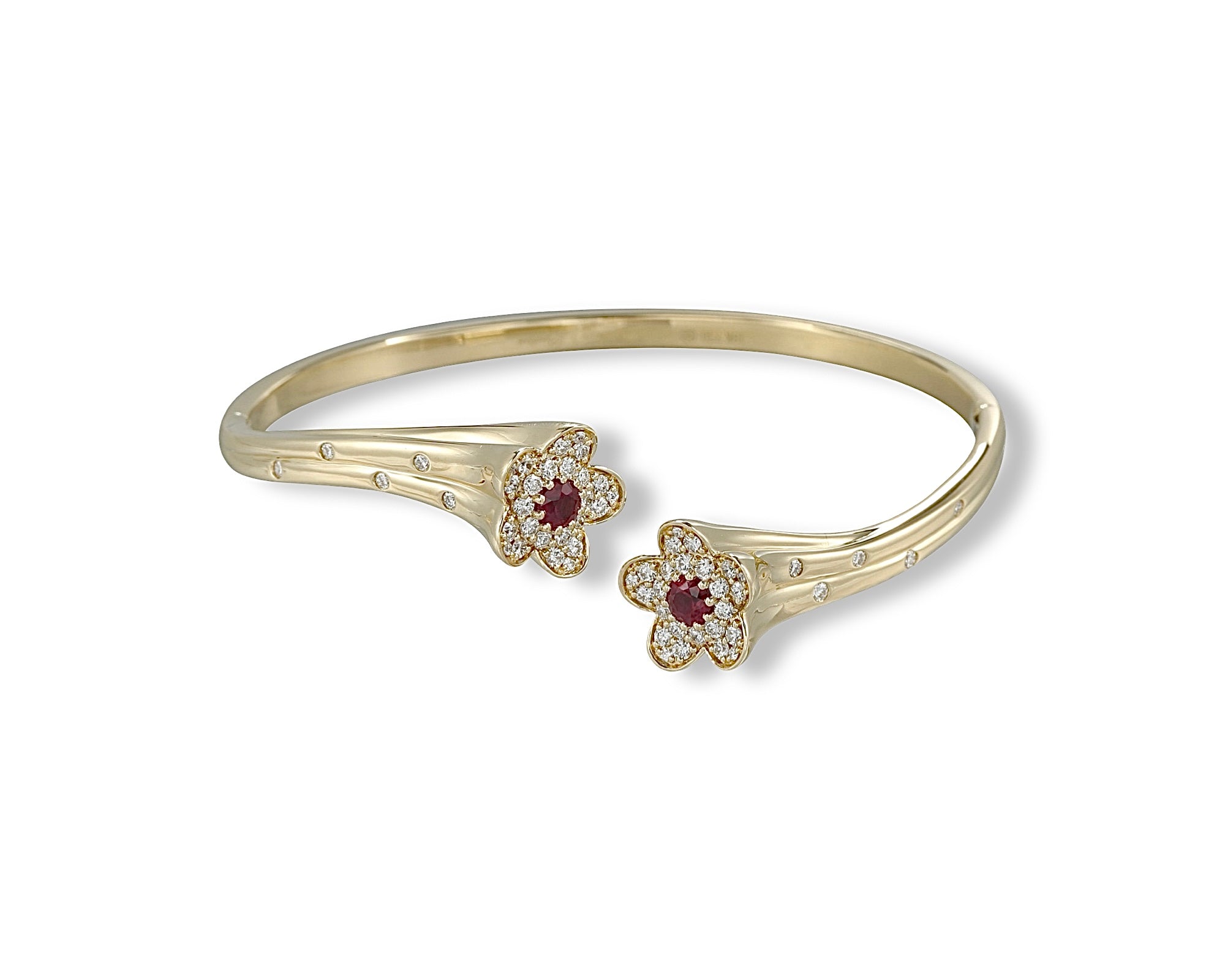 Ruby and Diamond Pretty Flower Bangle