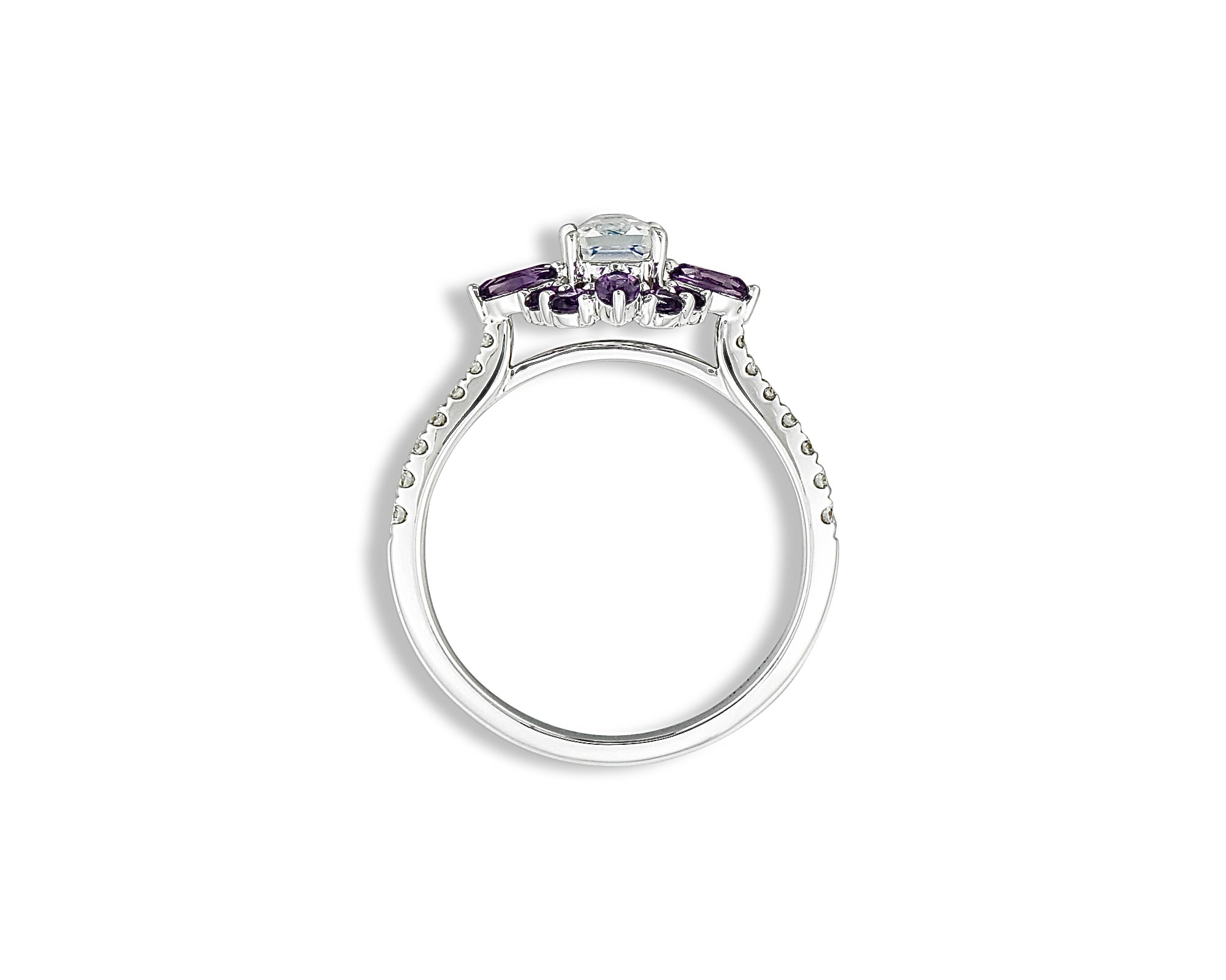 Dark Amethyst Moonstone Ring