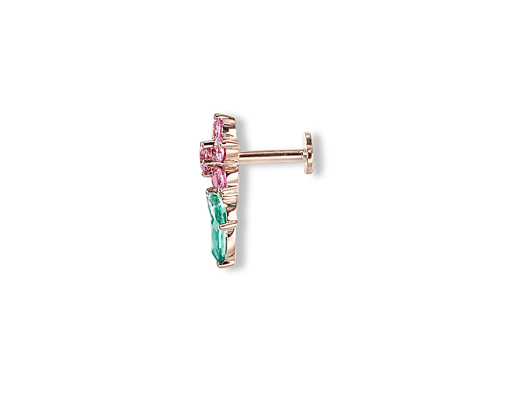 Pink Floral Single Stud