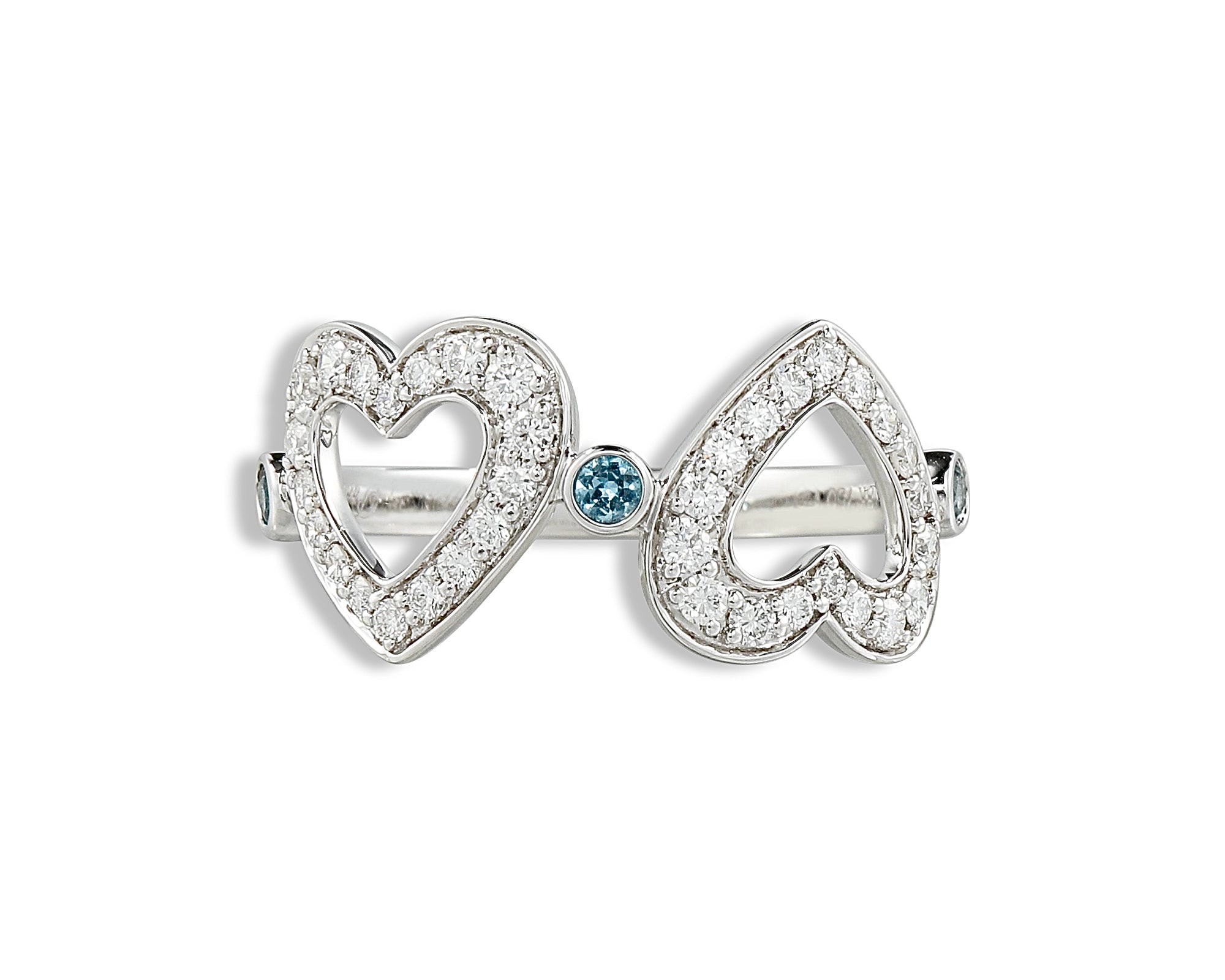 Diamond Topaz Polka Dot Heart Ring