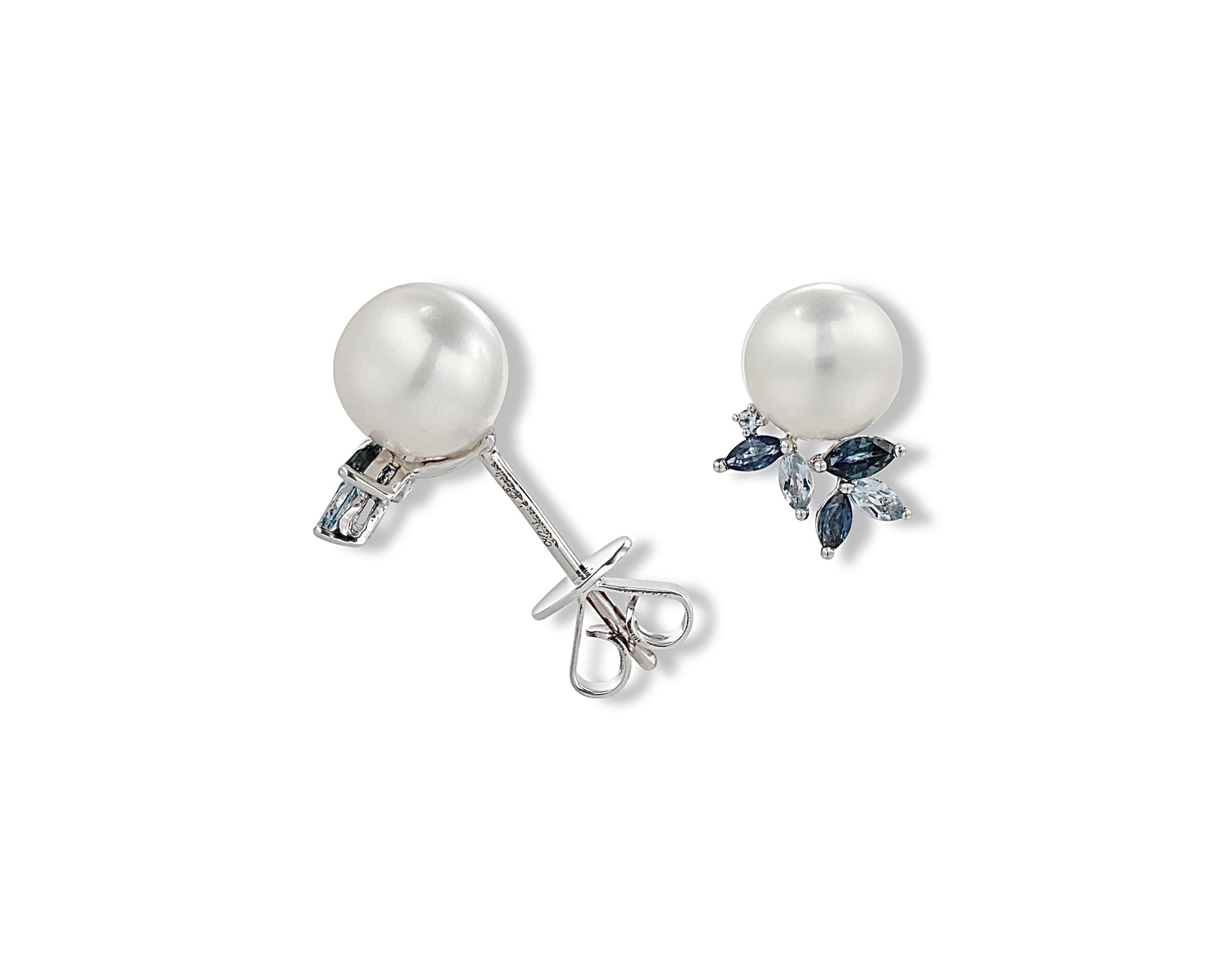 Aqua Pearl Gardenia Stud